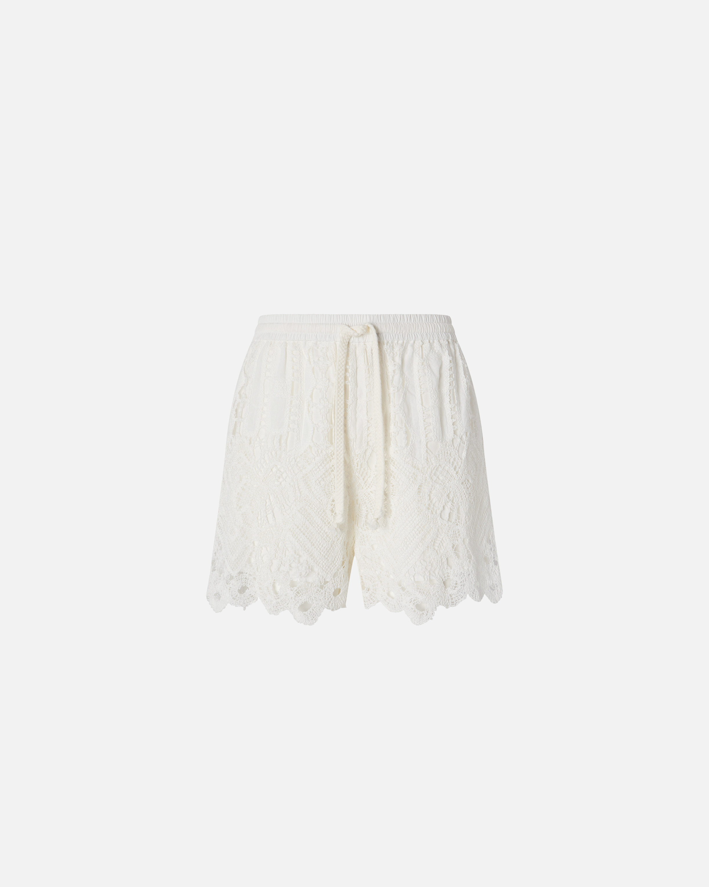 Pinko White Lace Design Serenata Rap Shorts In Snow White