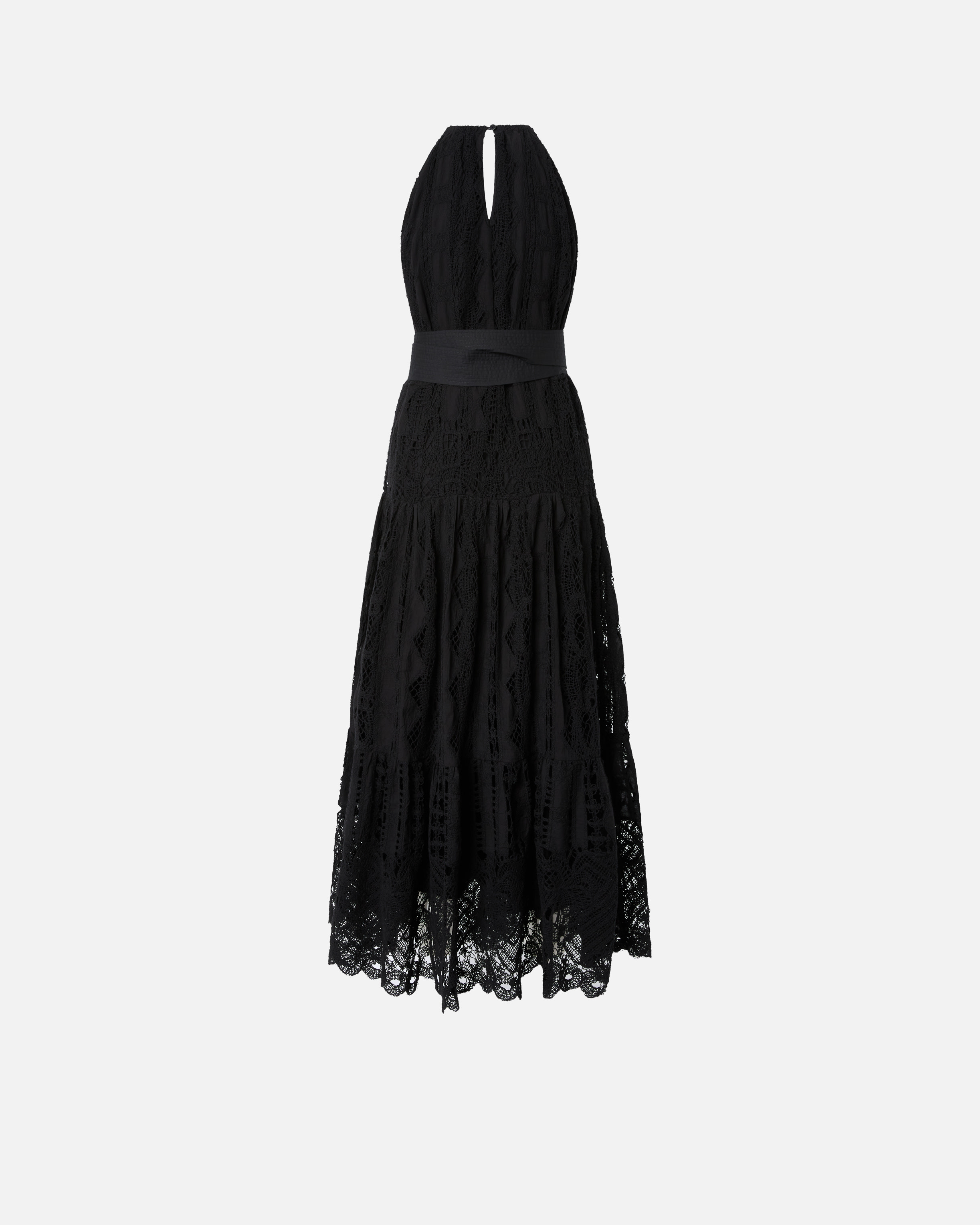 Pinko Lace Tiered Dress In Nero Limousine
