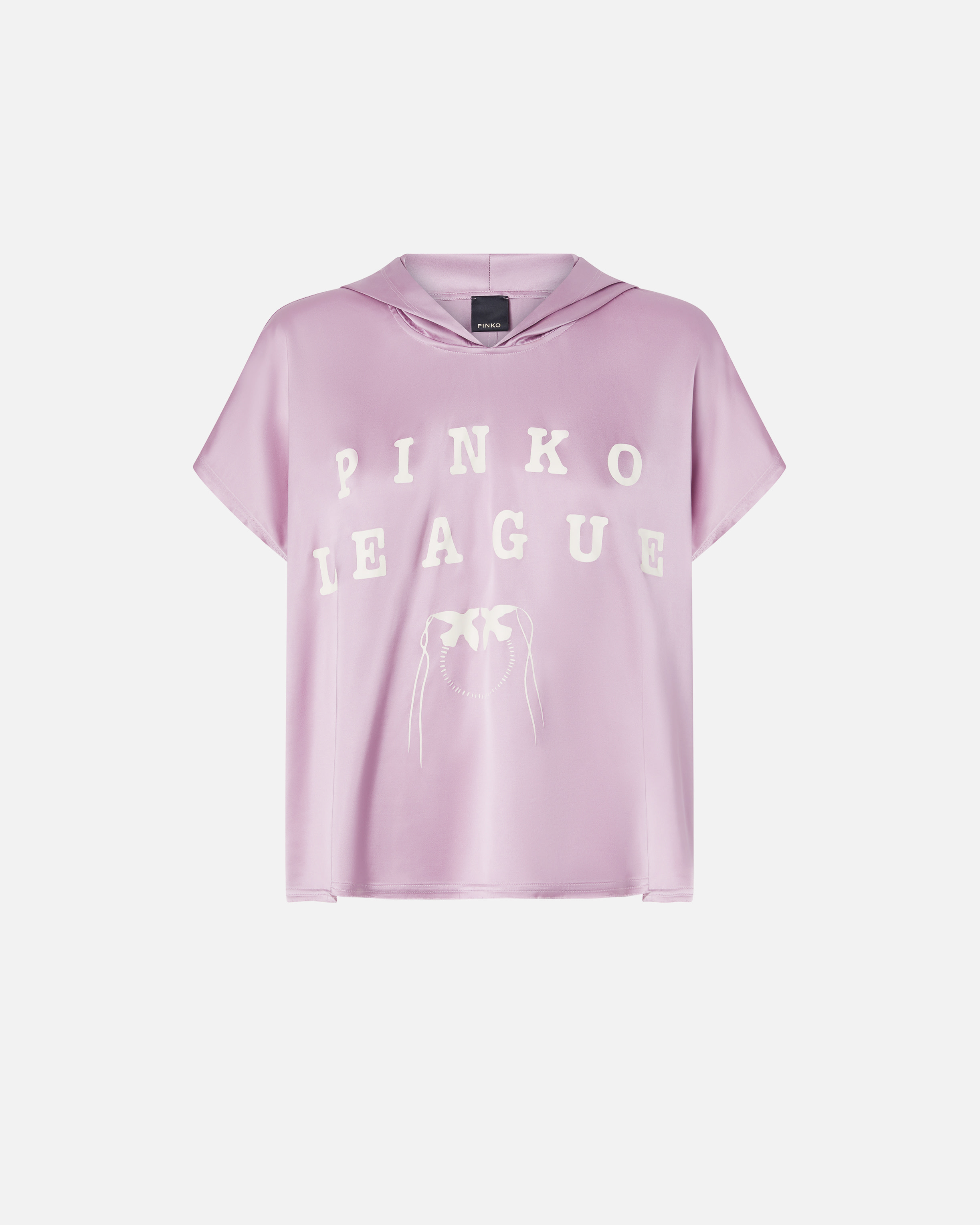 Pinko Logo-print Hooded Blouse In Pink/white