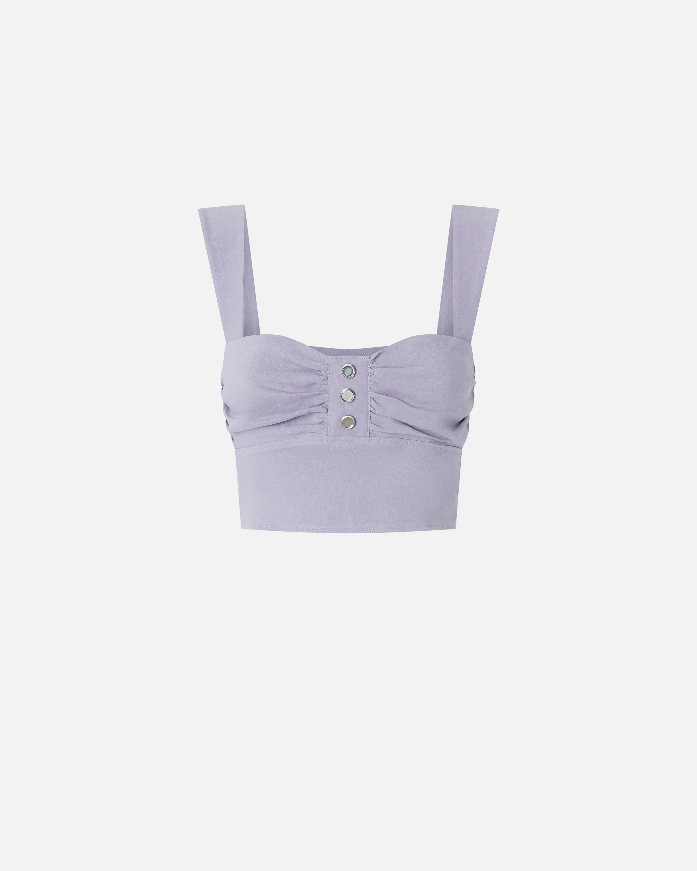 Pinko Ruched-detail Cropped Top In Purple, Chalk