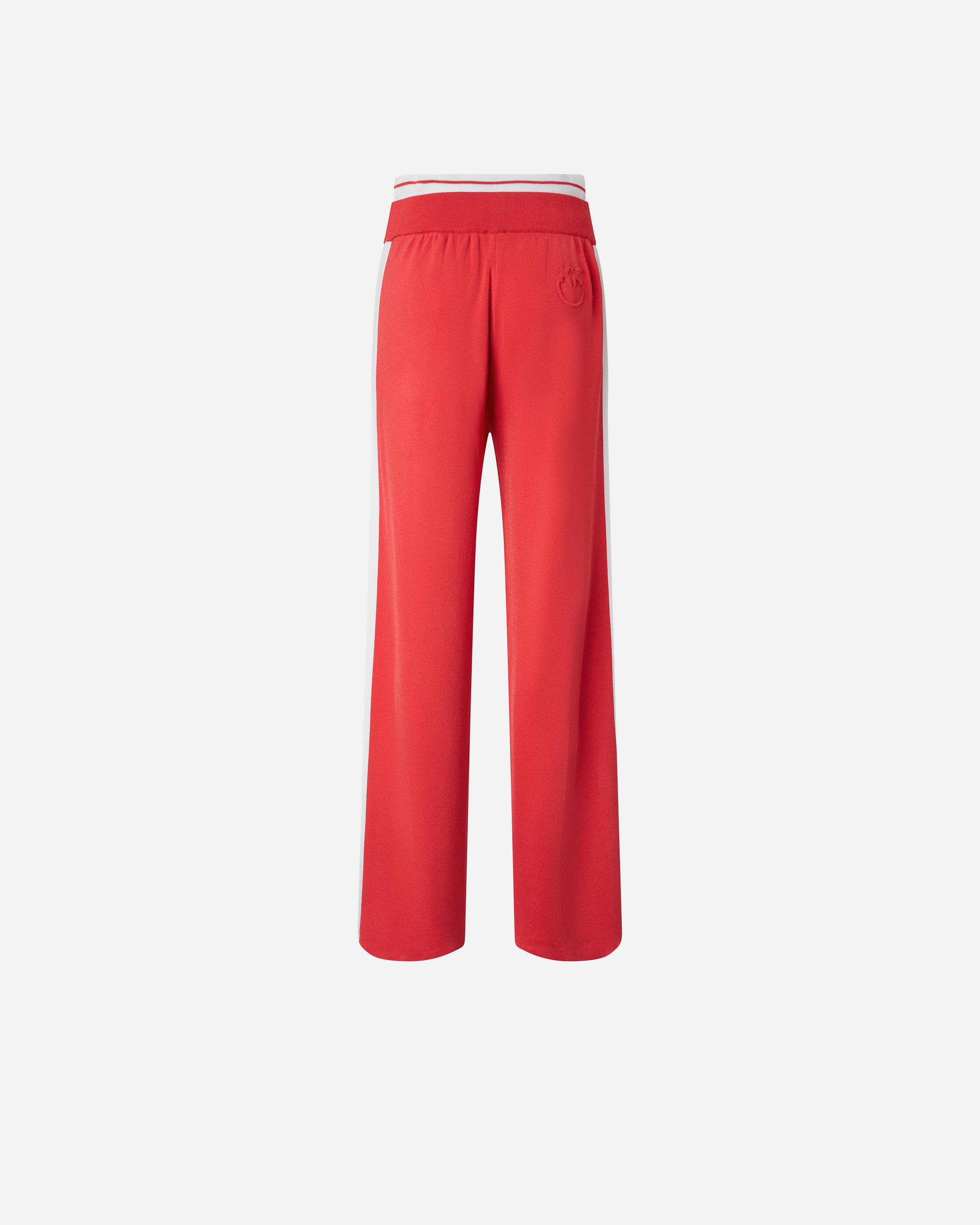 Pinko Wide-leg Sporty Trousers With Side Band Detail In Rosso/bianco