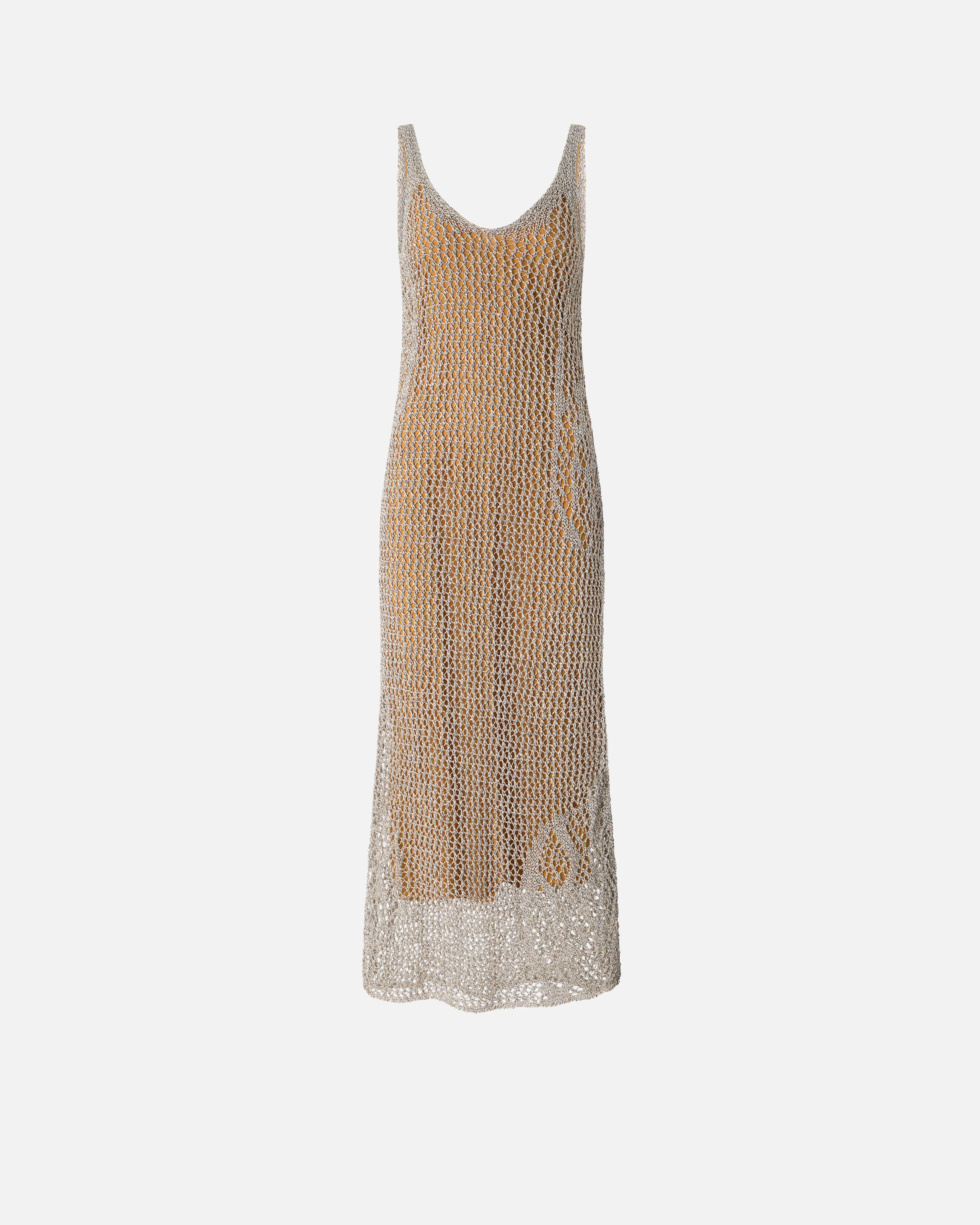 Pinko Sequinned Mermaid Dress With Openwork In Multi. White/black