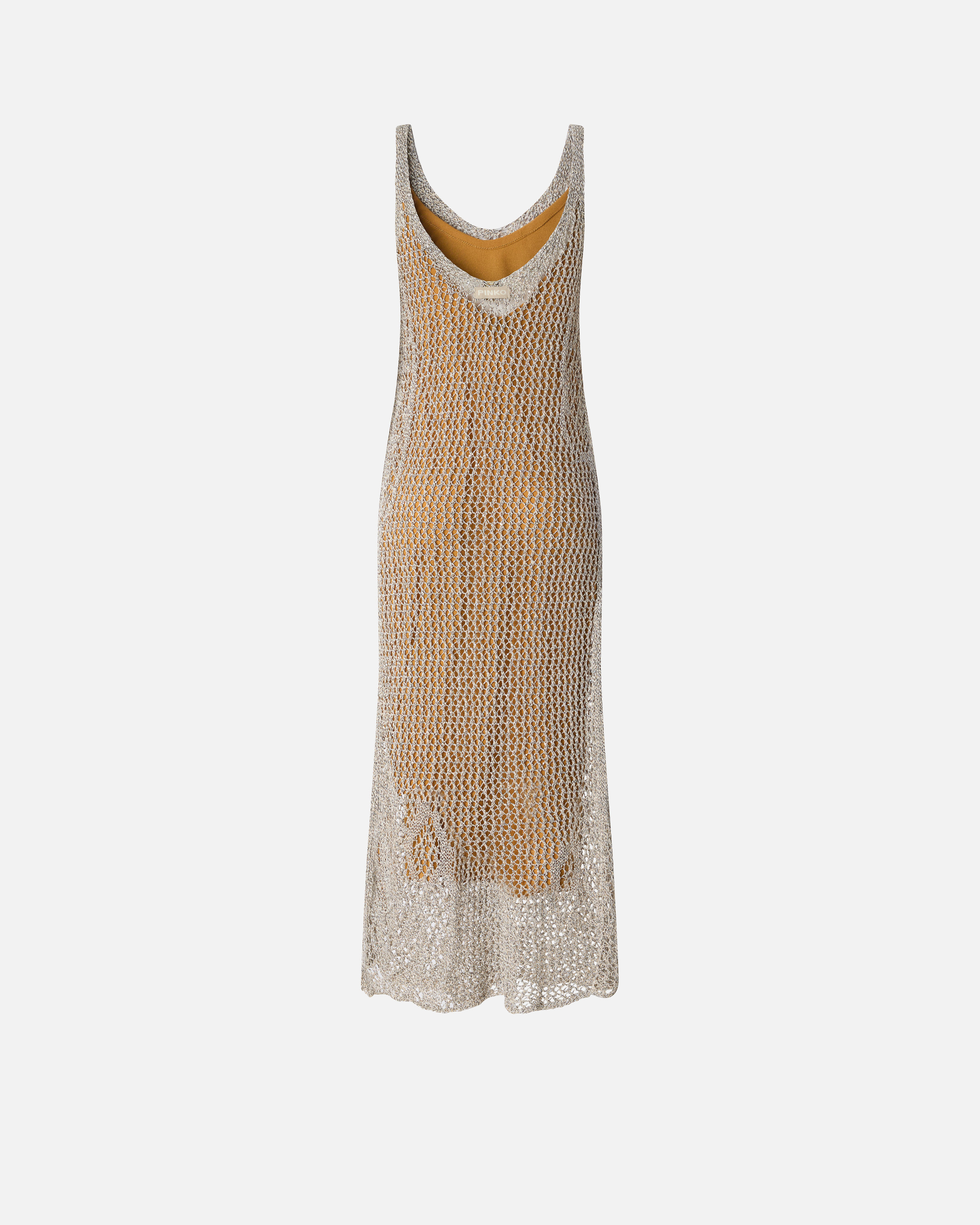 Pinko Sequinned Mermaid Dress With Openwork In Multi. White/black