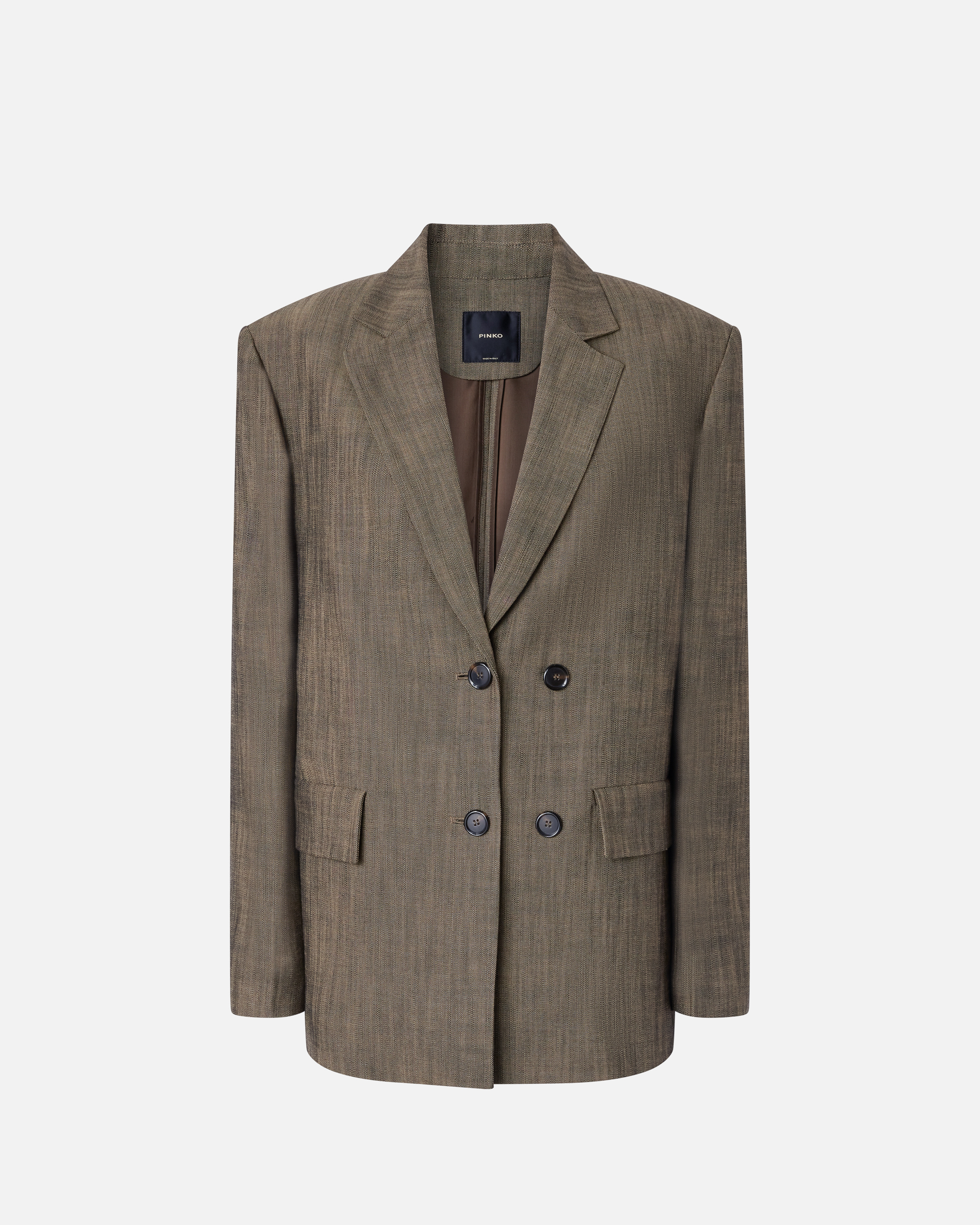 Pinko Canvas Blazer Jacket With Buttons In Marron - Teck