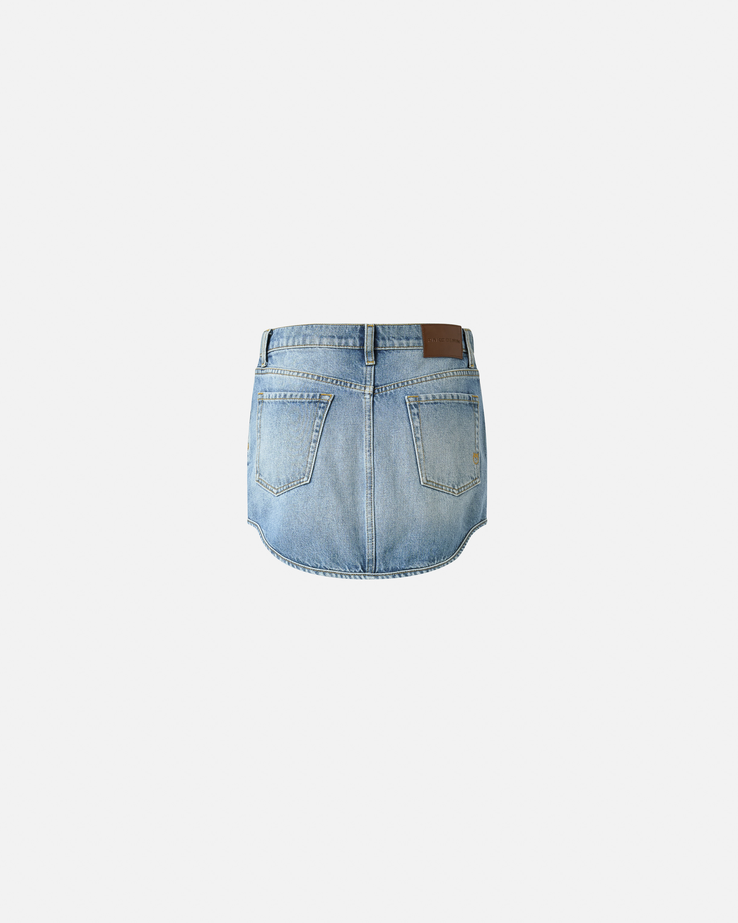 Pinko Mini-jupe En Denim À Mini Strass In Mid Wash