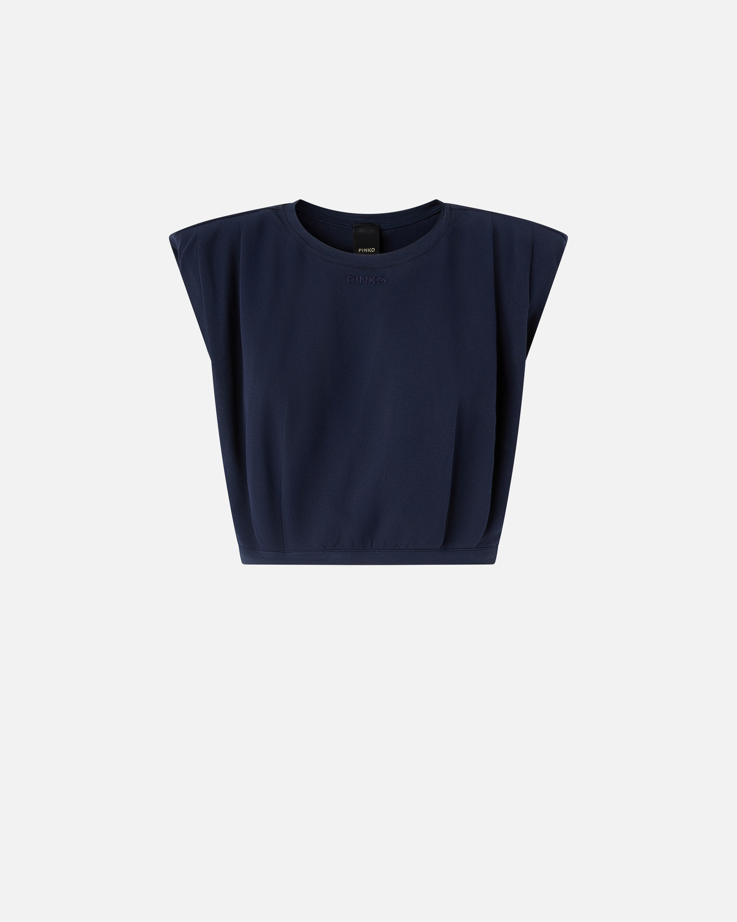 Pinko Sleeveless Crop Top In 100% Cotton In Bleu Abysse