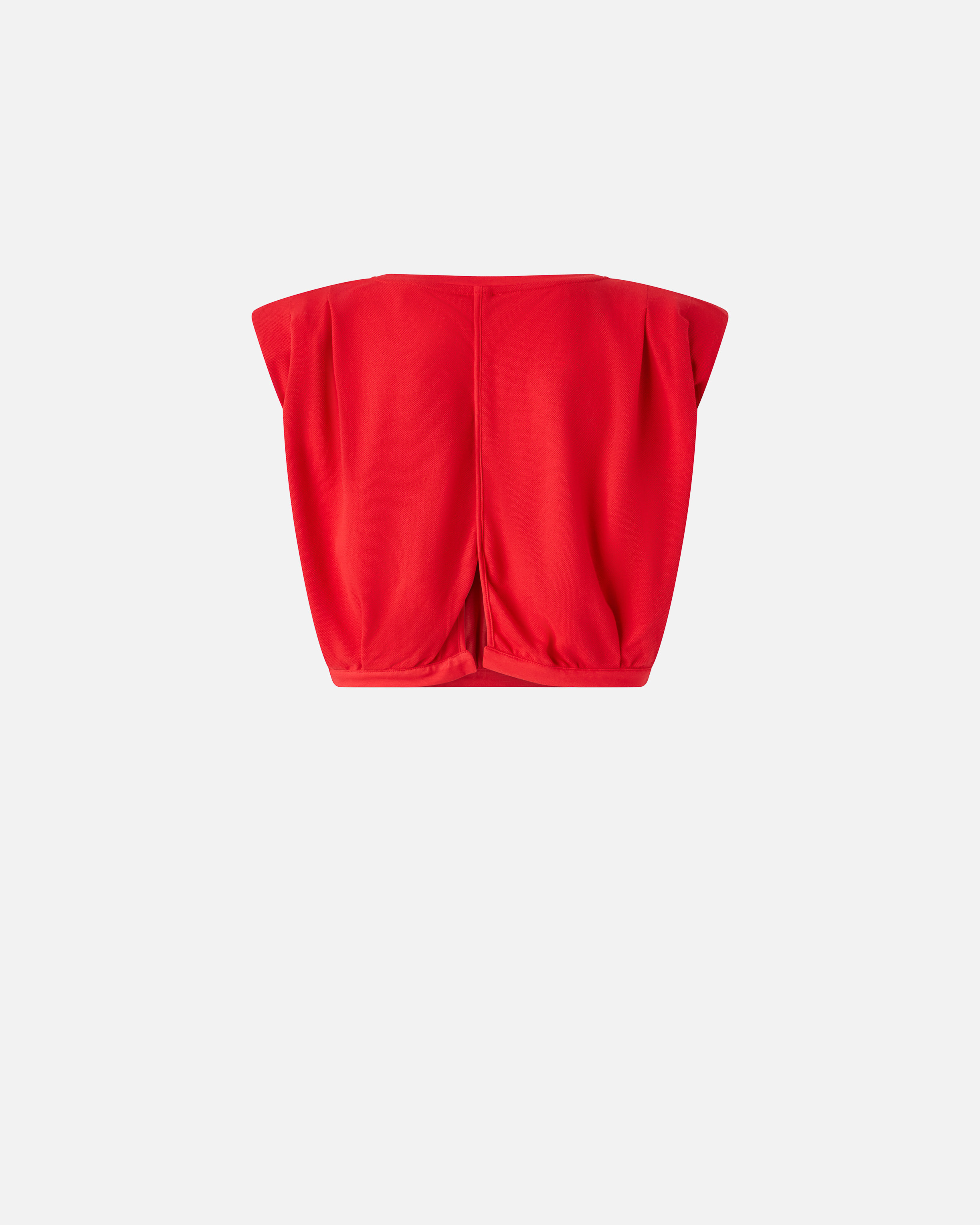 Pinko Maracaibo Maglia Extended Shoulder Crop Top In Lively Red