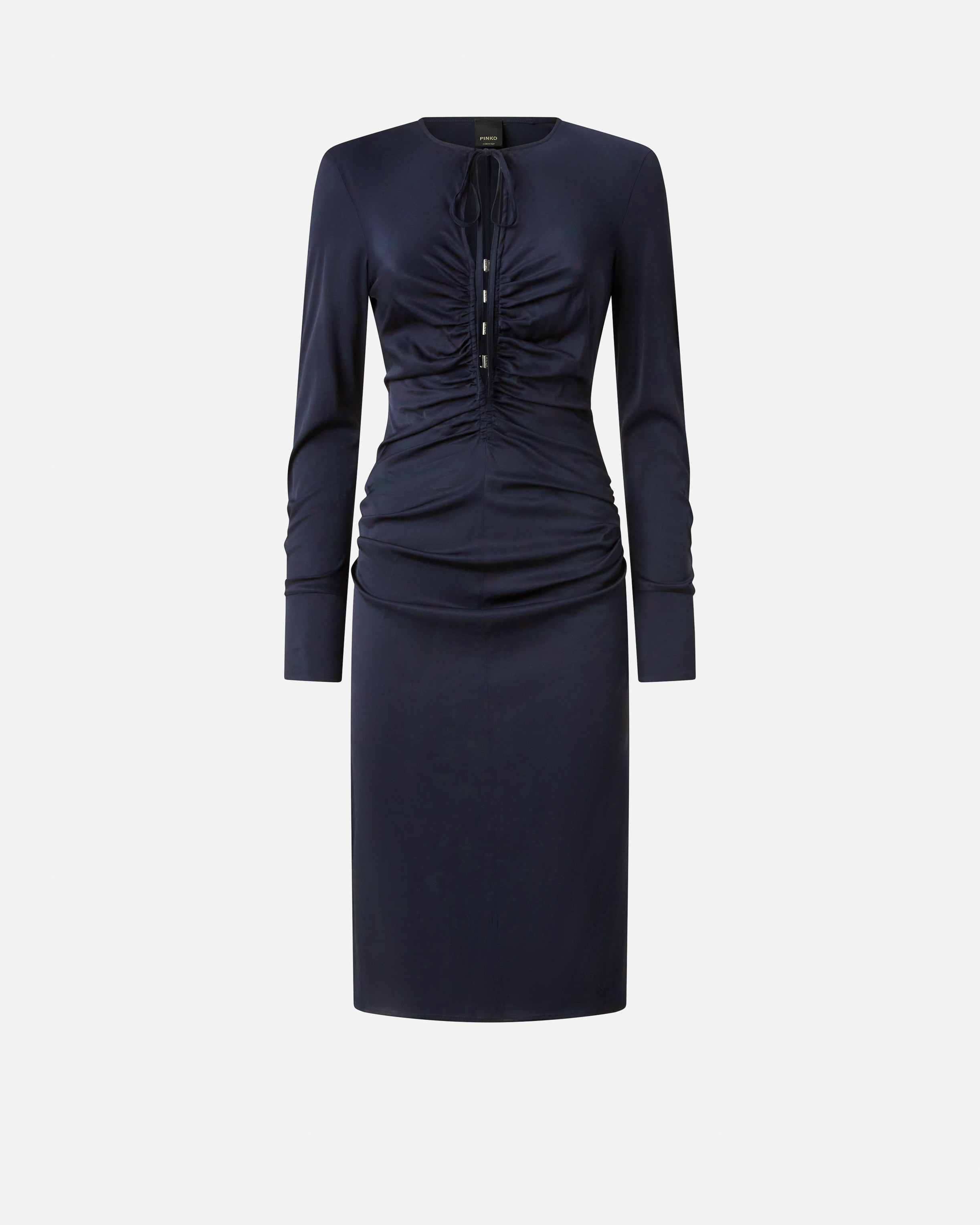 Pinko Ruched Midi Dress In Gloomy Blue