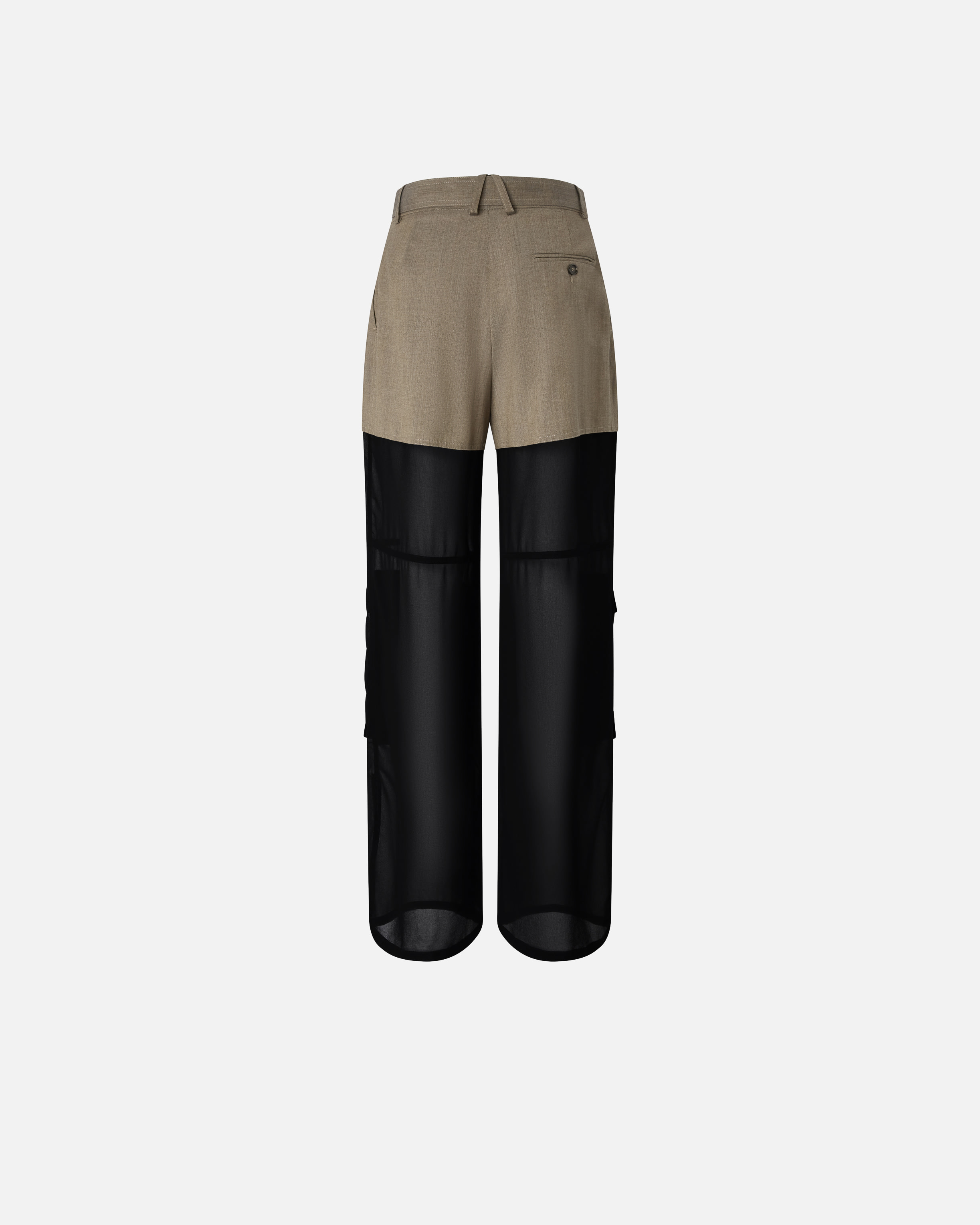 Pinko Wide-leg Cargo Trousers With Semi-sheer Georgette In Flask Brown