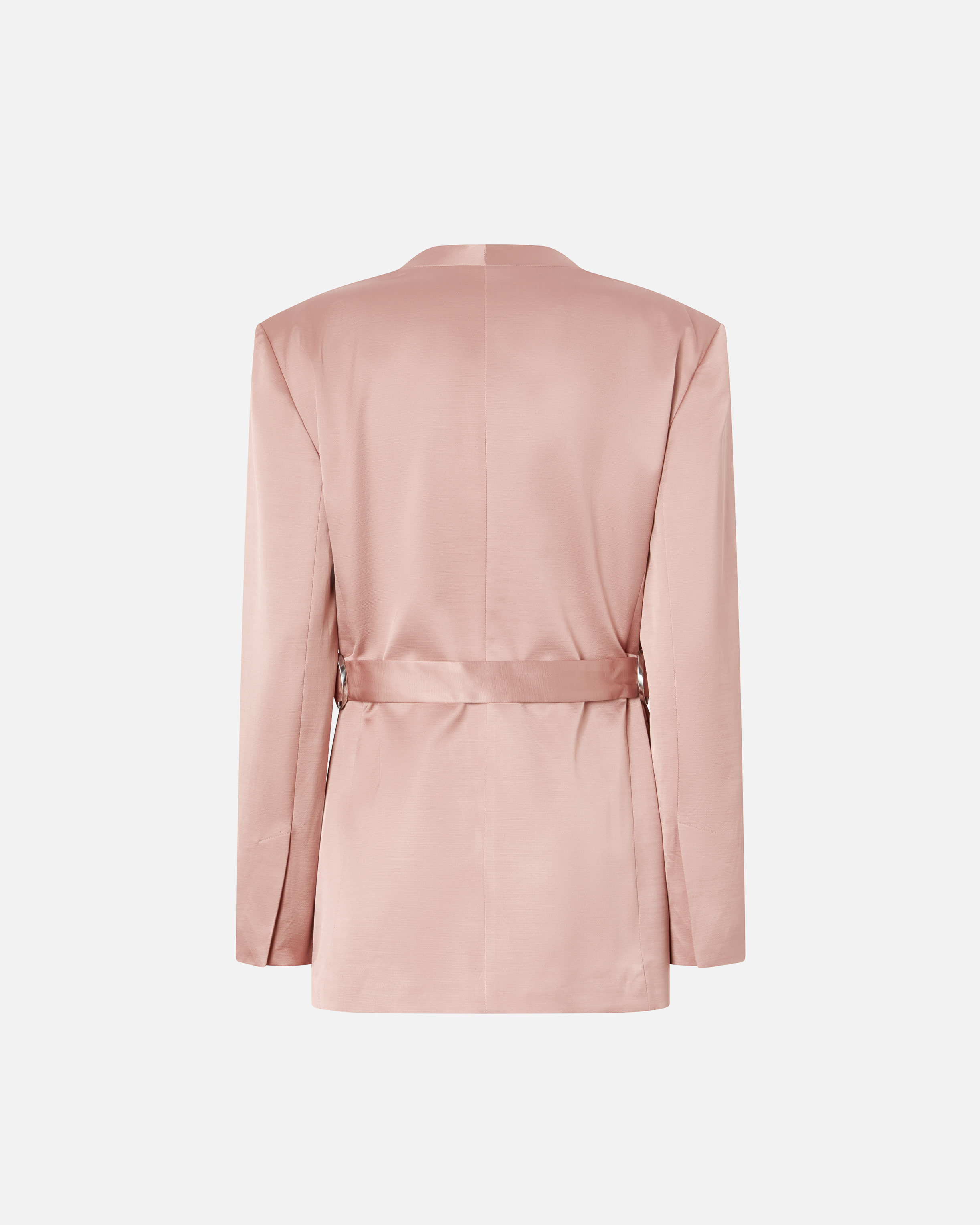 Pinko Satin Formal Blazer With Belt In Rosy Cloud