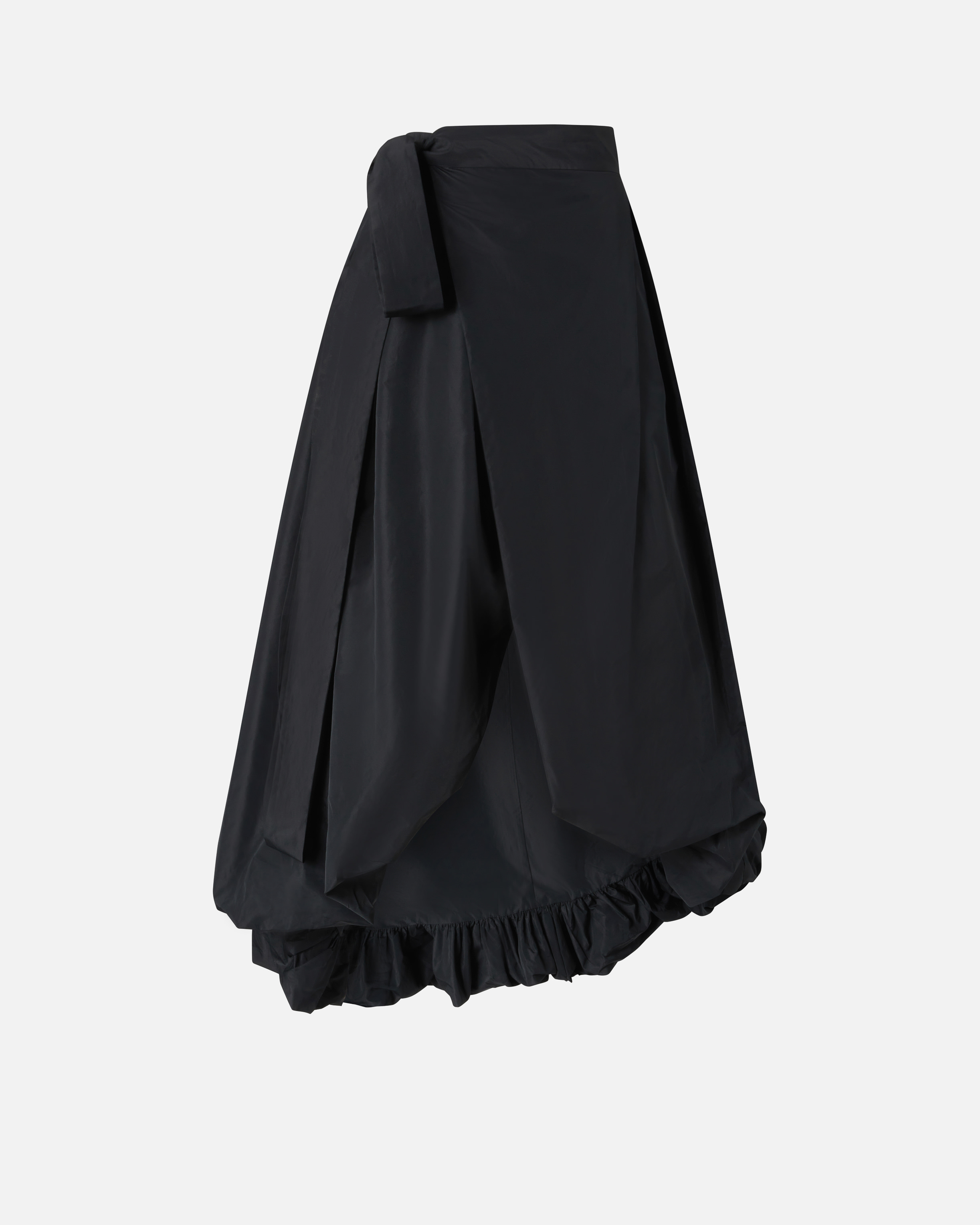 Pinko Wide Taffeta Skirt With Bow In Noir Limousine