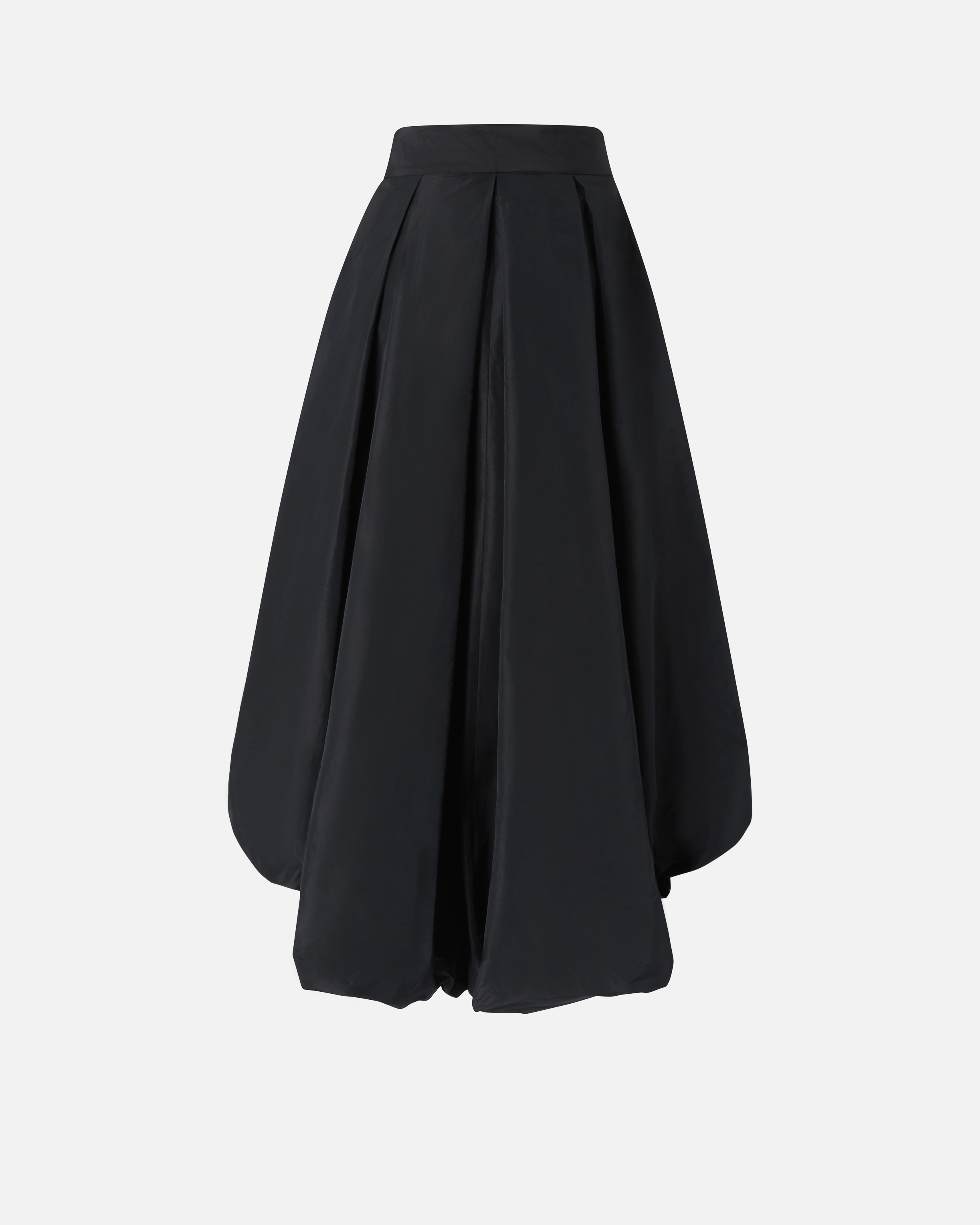 Pinko Wide Taffeta Skirt With Bow In Noir Limousine