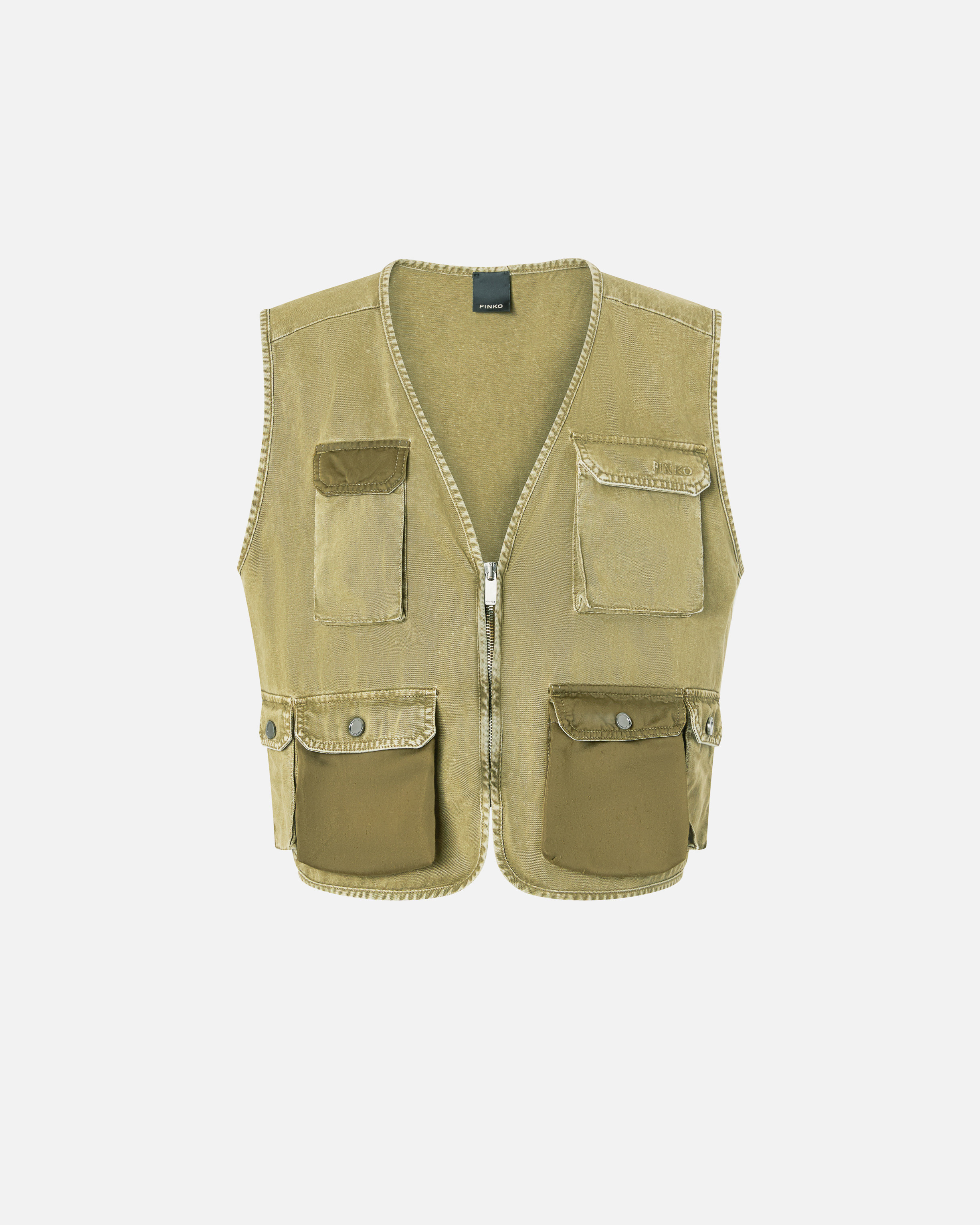 Pinko Multi-pocket Fisherman-style Vest In Four-leaf Clover Green