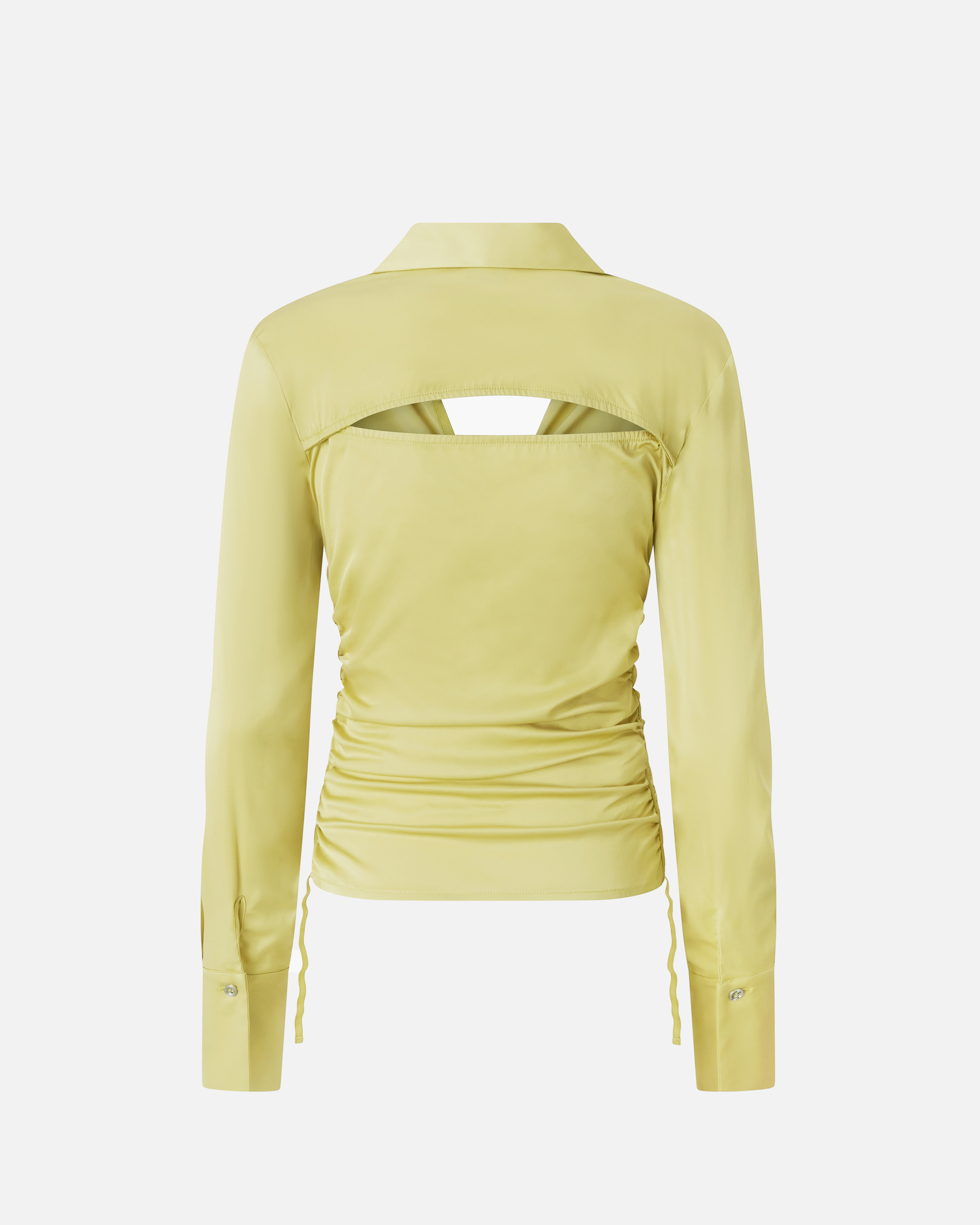 Pinko Shiny Shirt With Gathering And Back Opening In Shade Green