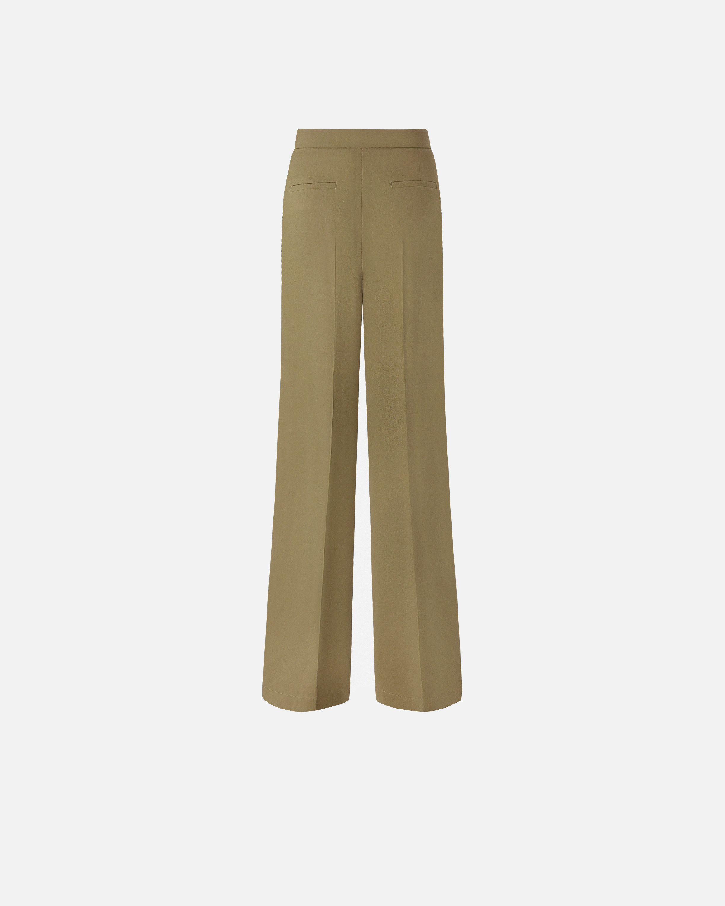 Pinko High-waisted Tailored Olive Green Trousers With Pressed Creases In Military Olive Green