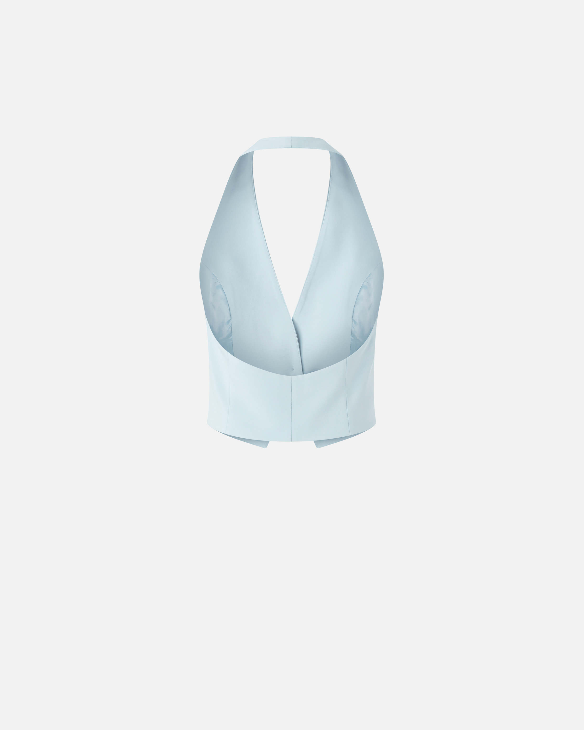 Pinko Light Blue Crop Vest With Halter Neckline And Button Closure In Viscose Woman In Crystal Blue