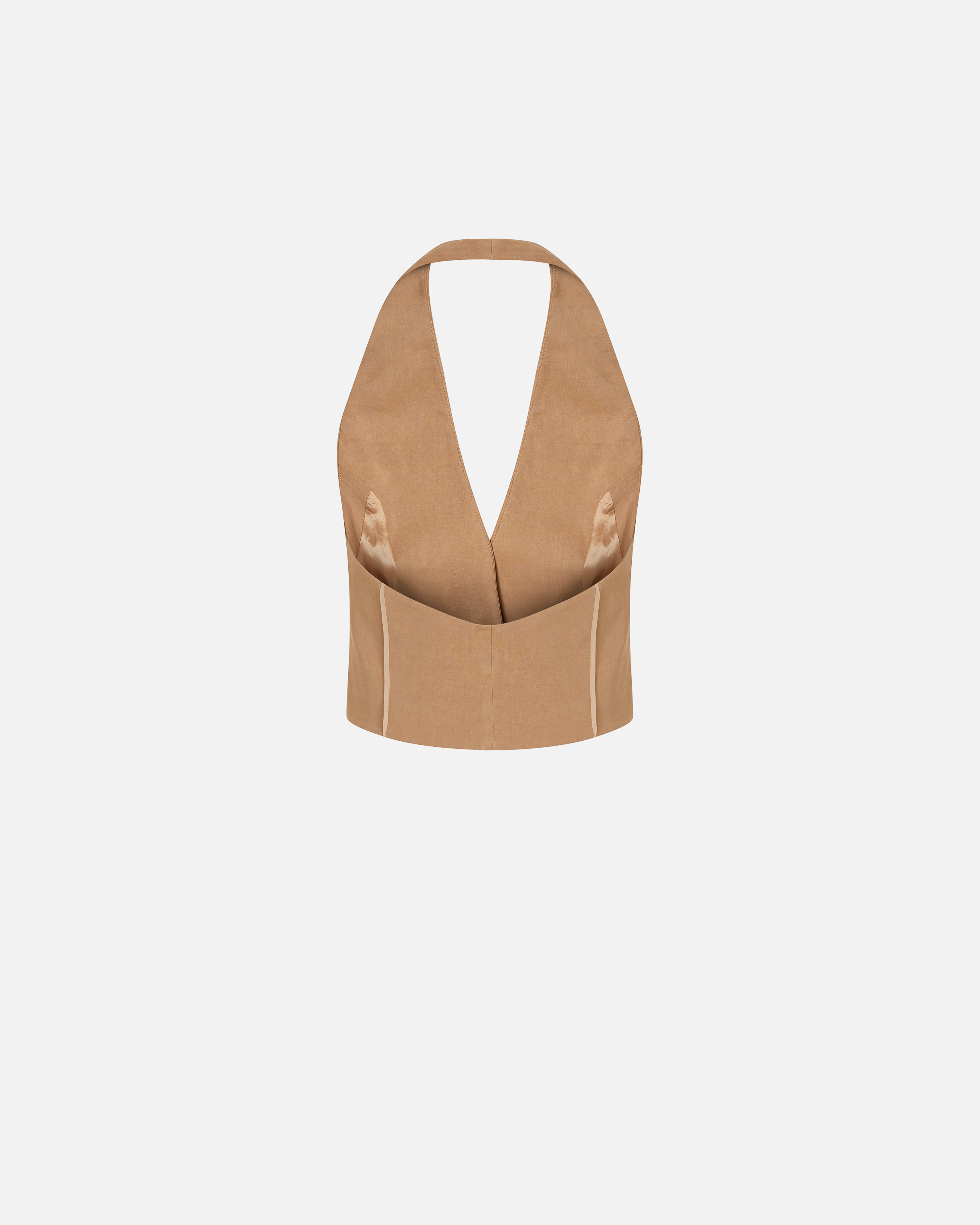 Pinko Open Back Short Vest In Brown - Wood Thrush