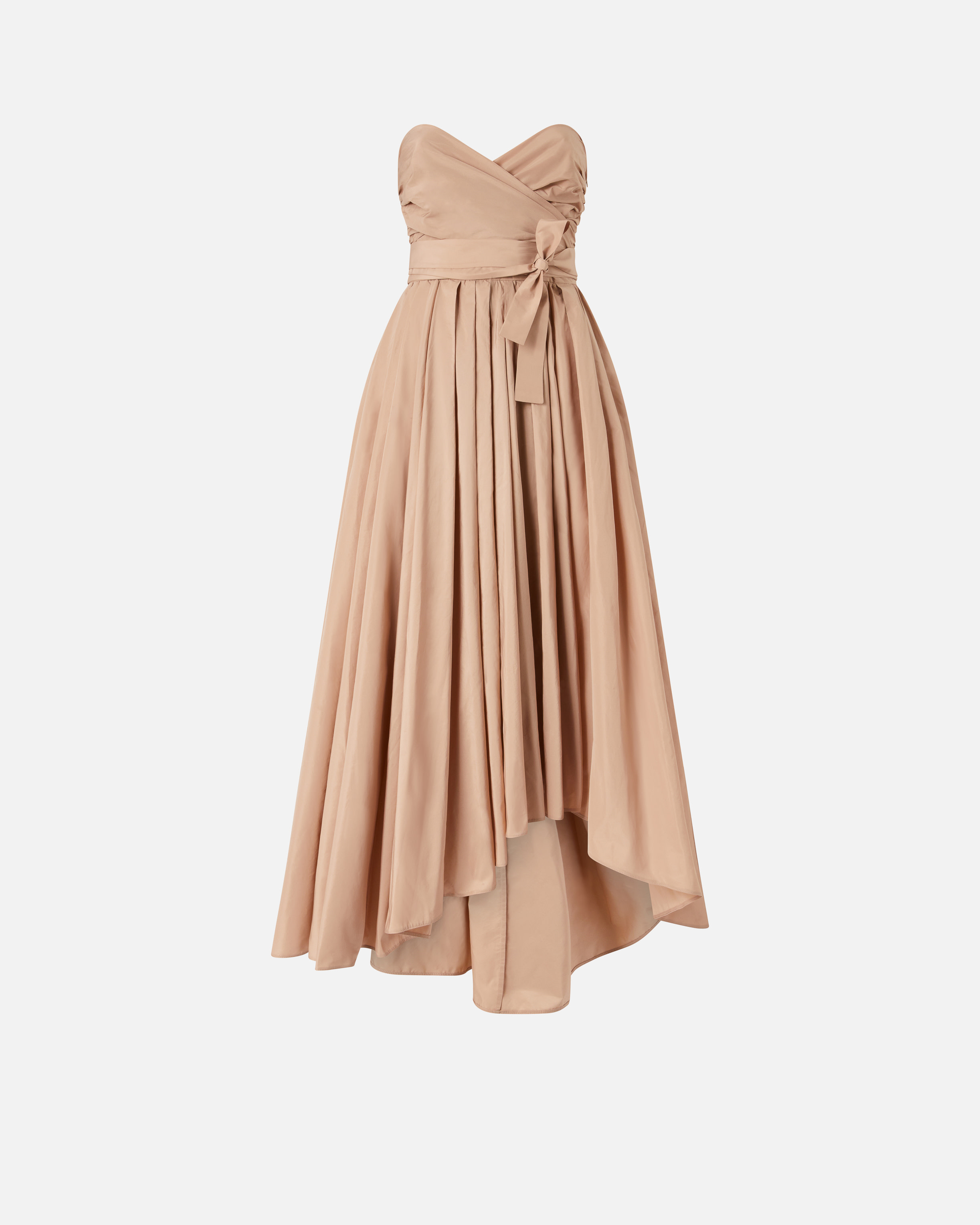 Pinko Strapless High-low Dress With Sweetheart Neckline In Rose Camée