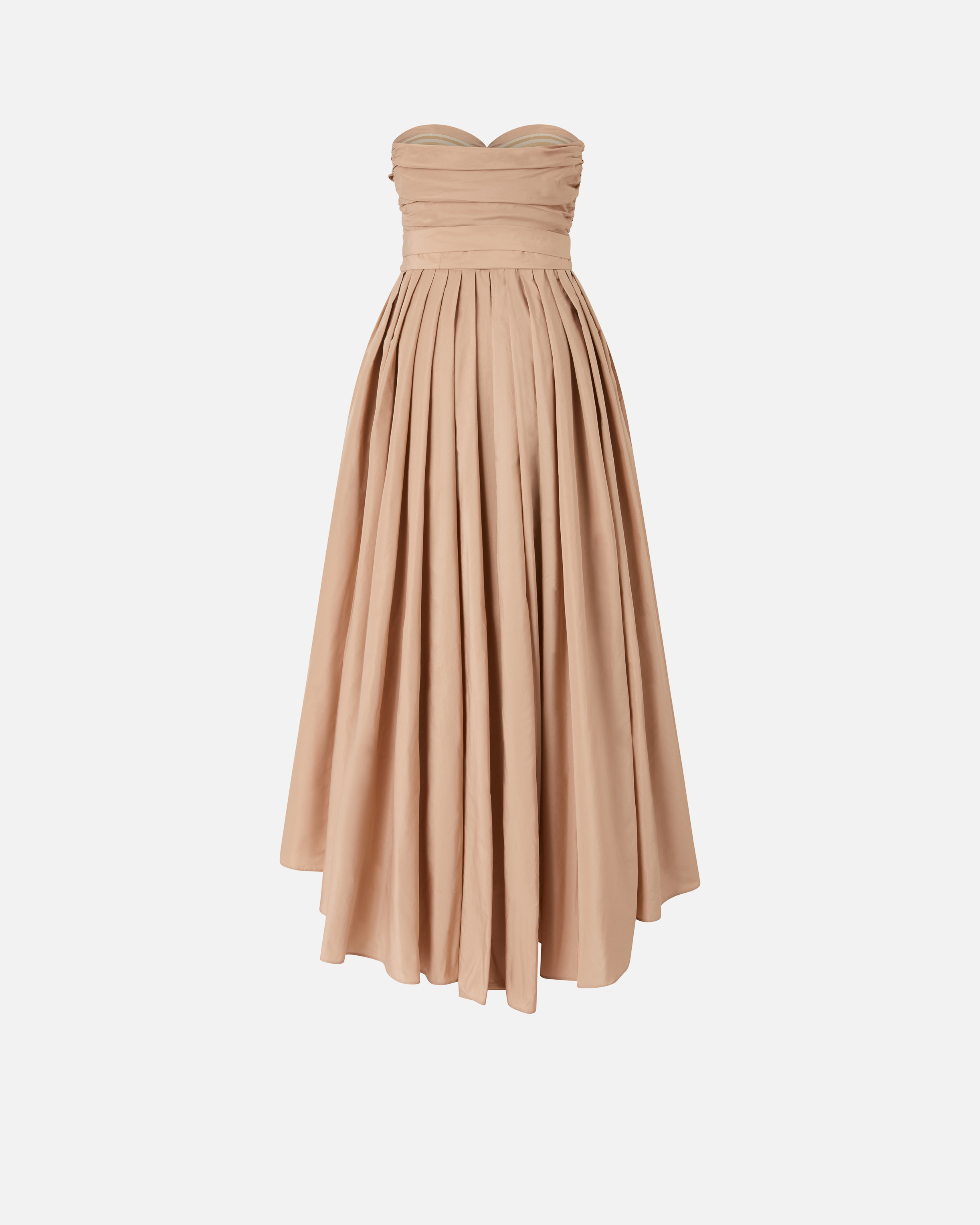 Pinko Strapless High-low Dress With Sweetheart Neckline In Rose Camée