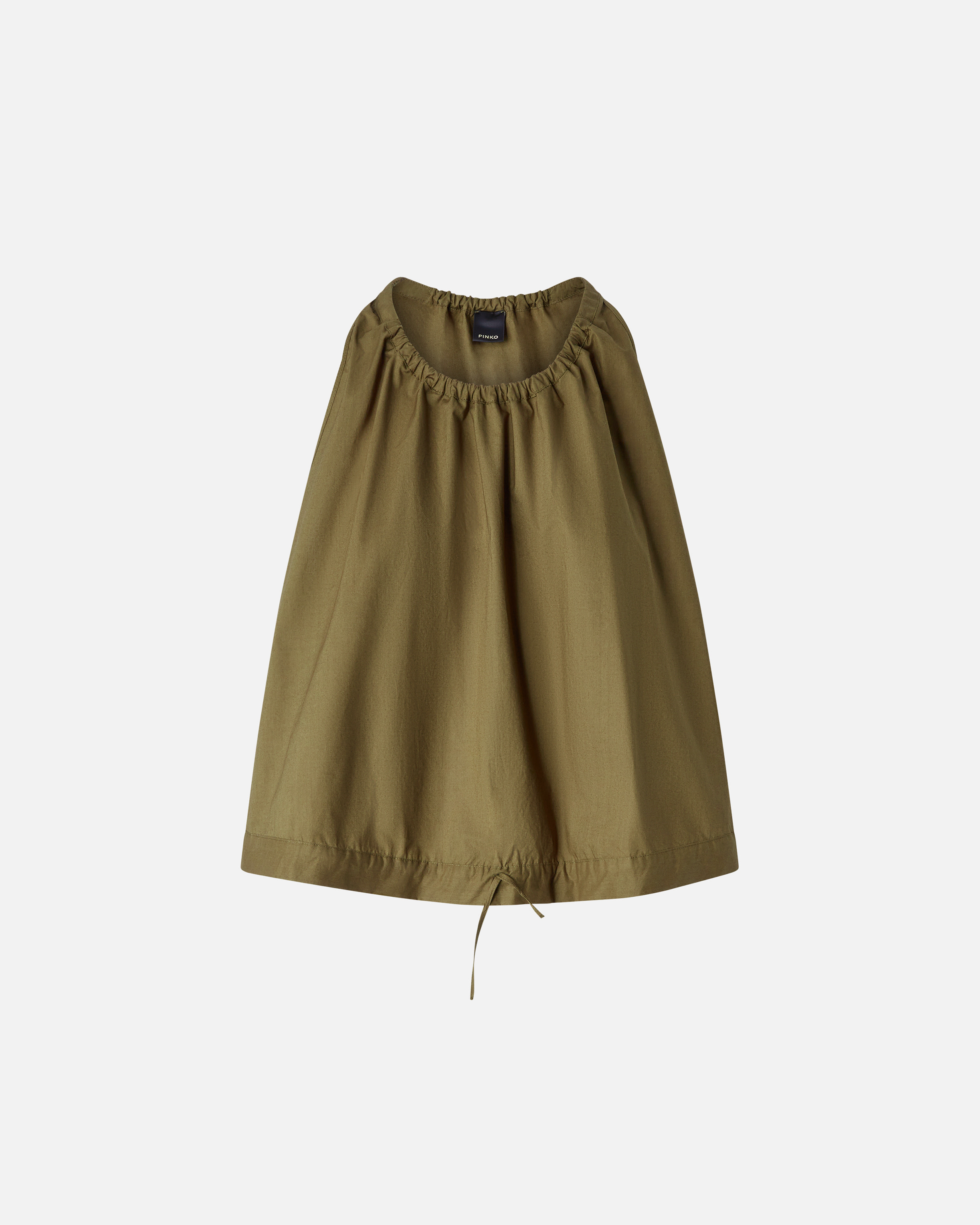 Pinko Sleeveless Poplin Top In Military Olive Green