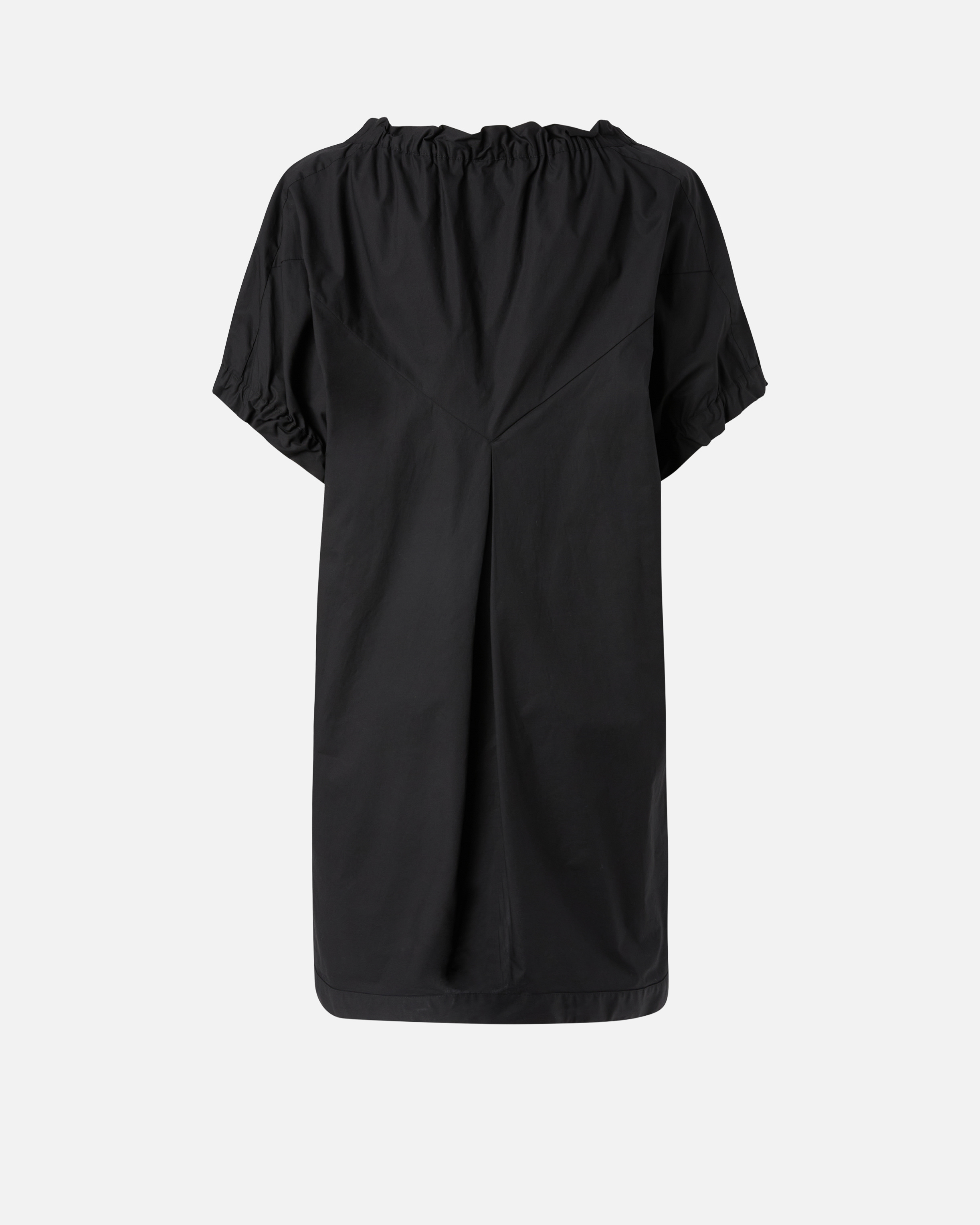 Pinko Poplin Mini Dress With Gathering And Eyelets In Noir Limousine