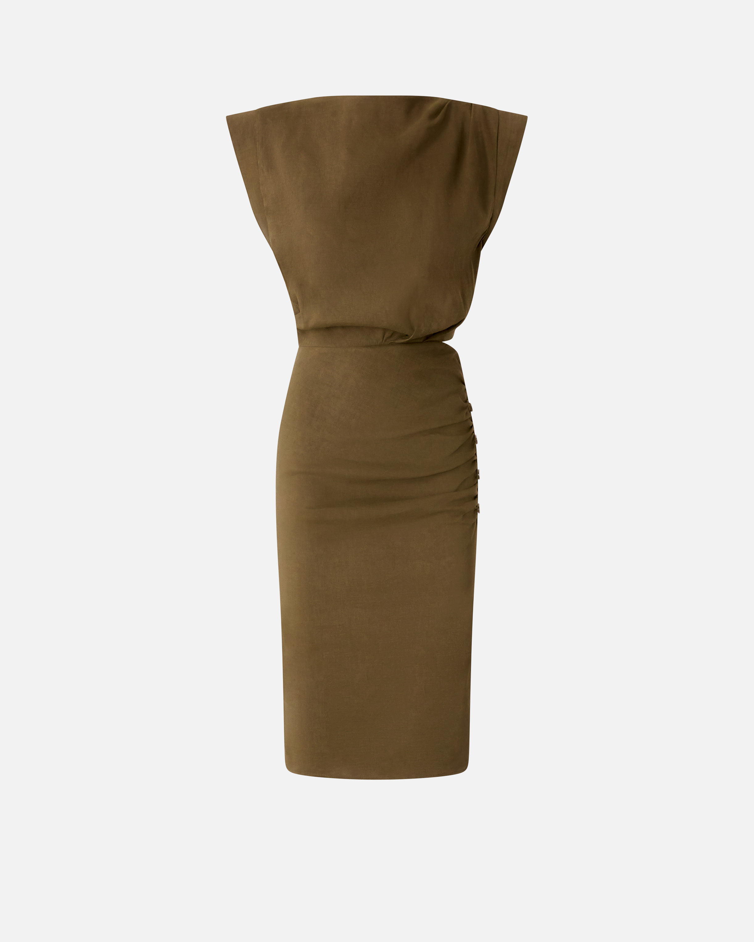 Pinko Cap-sleeve Dress In Olive Militaire