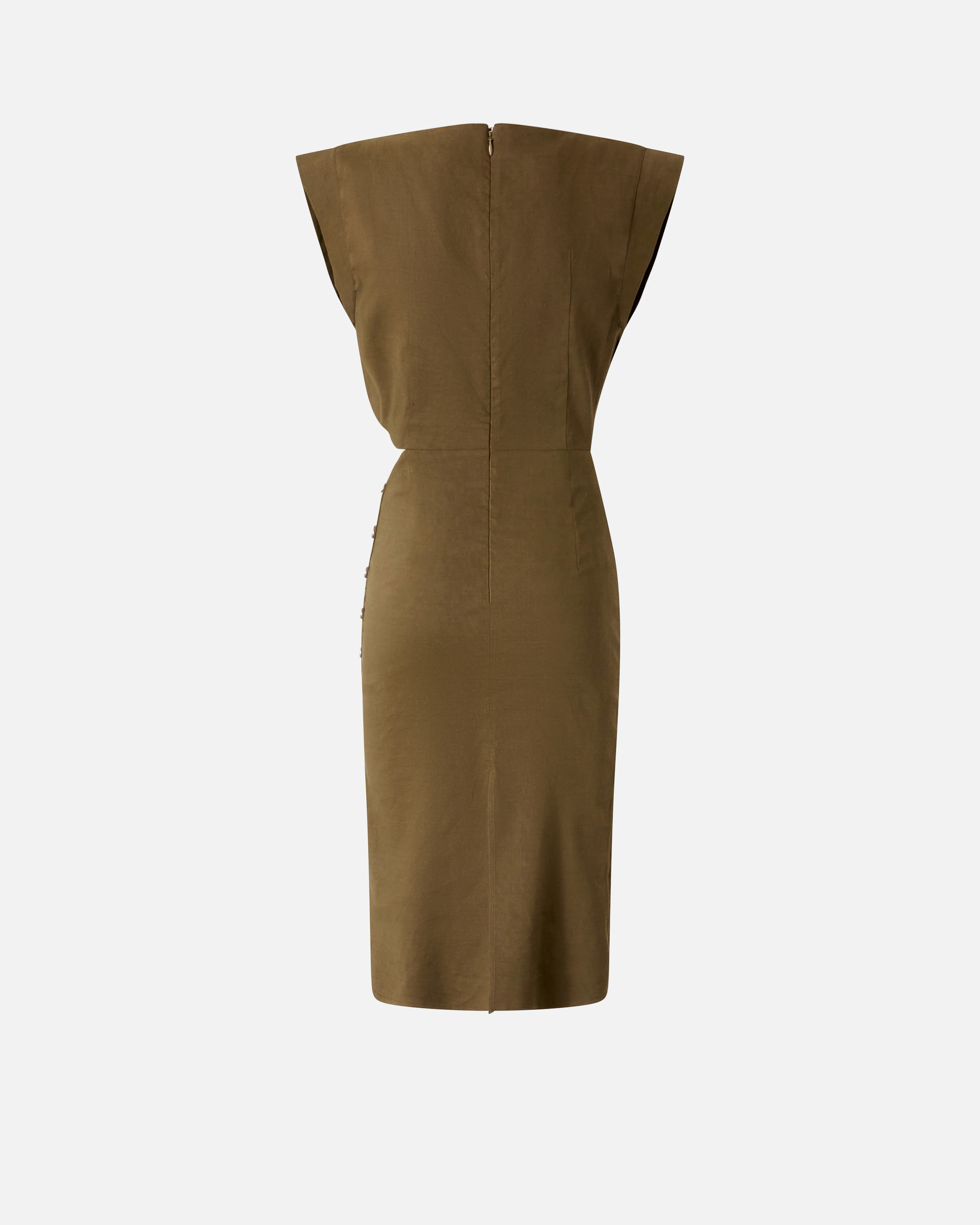 Pinko Cap-sleeve Dress In Olive Militaire