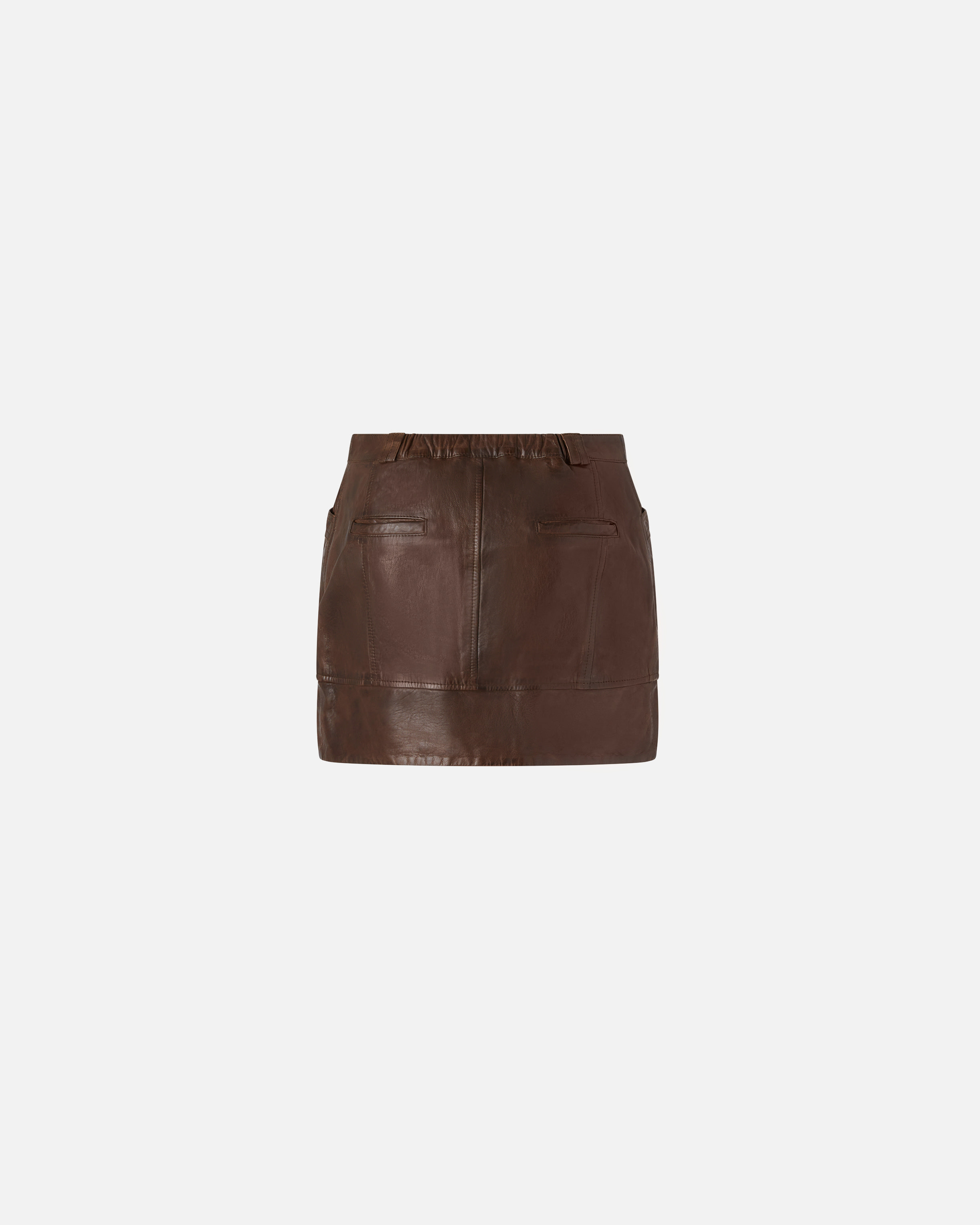 Pinko Leather Mini Skirt With Pockets In Brown