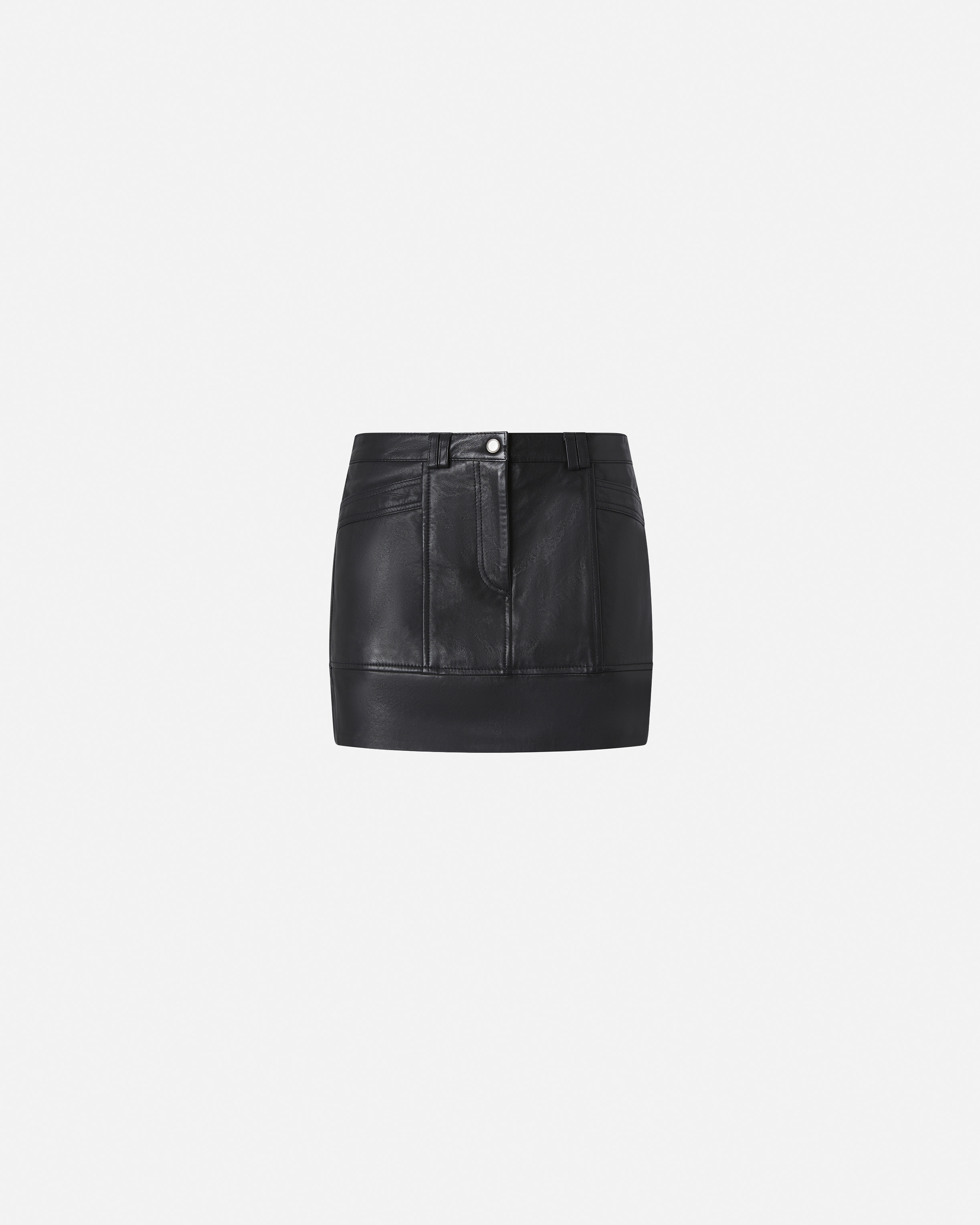 Pinko Leather Mini Skirt With Pockets In Black