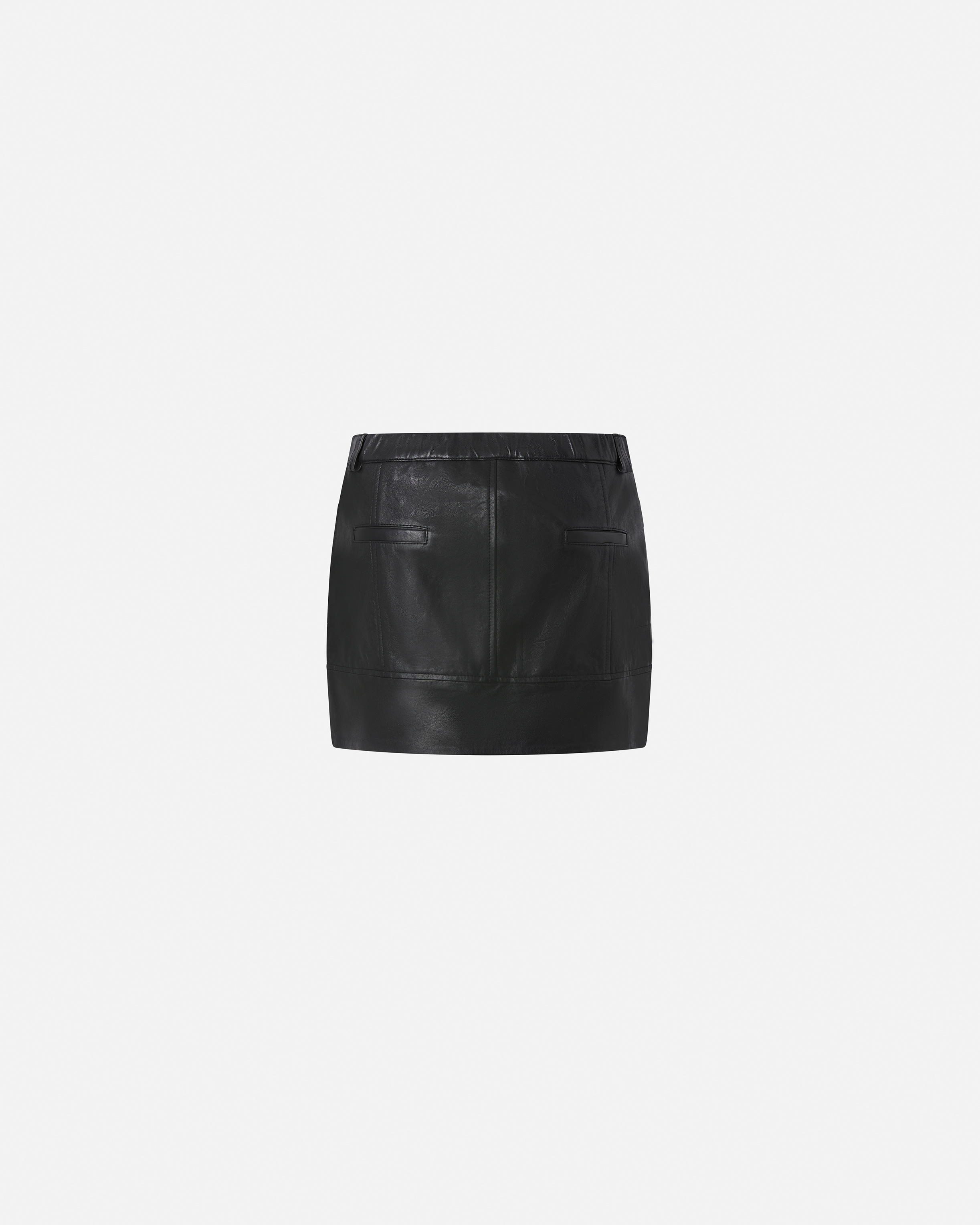 Pinko Leather Mini Skirt With Pockets In Black