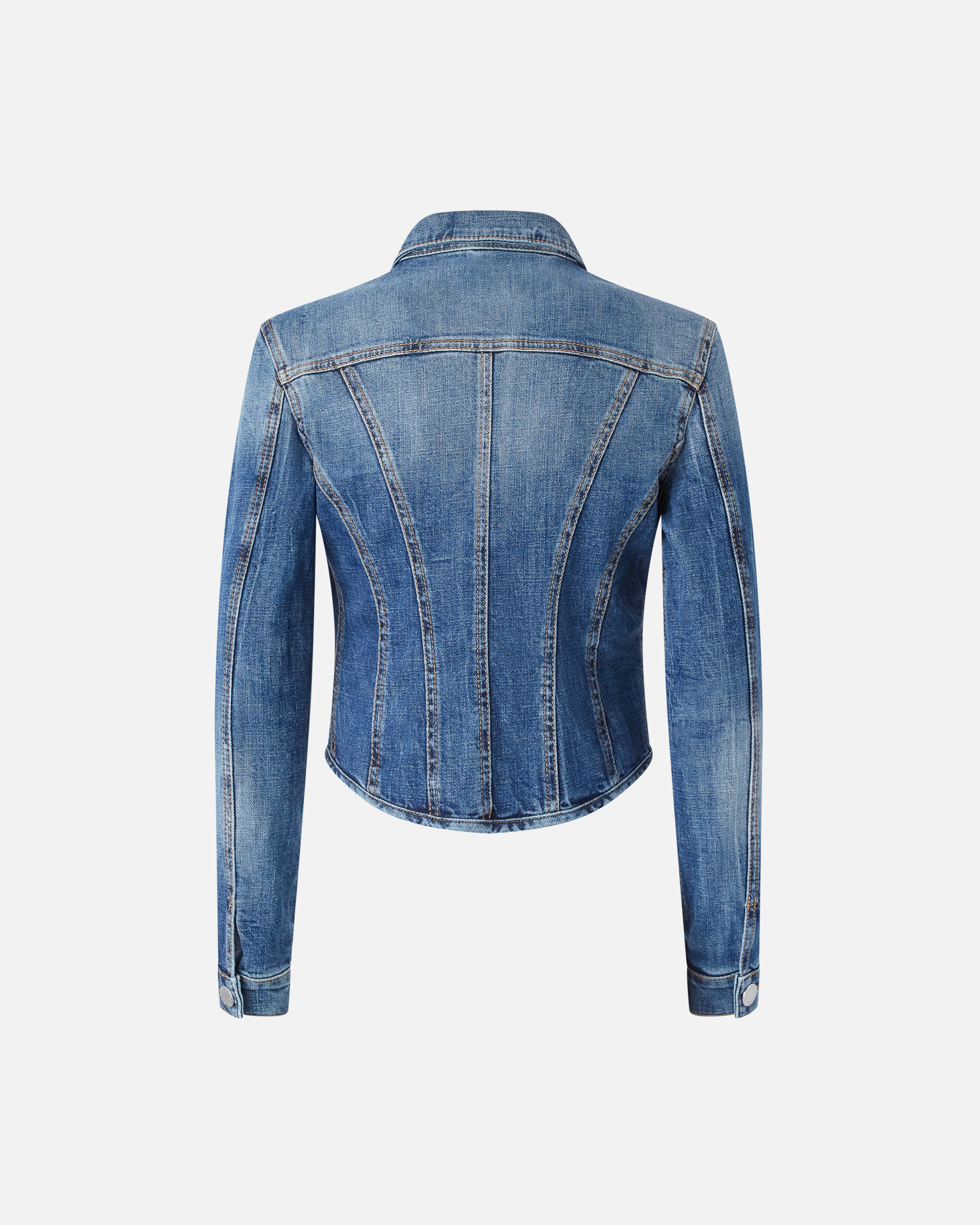 Pinko Indigo Denim Bustier Jacket In Medium Dark Vintage Wash