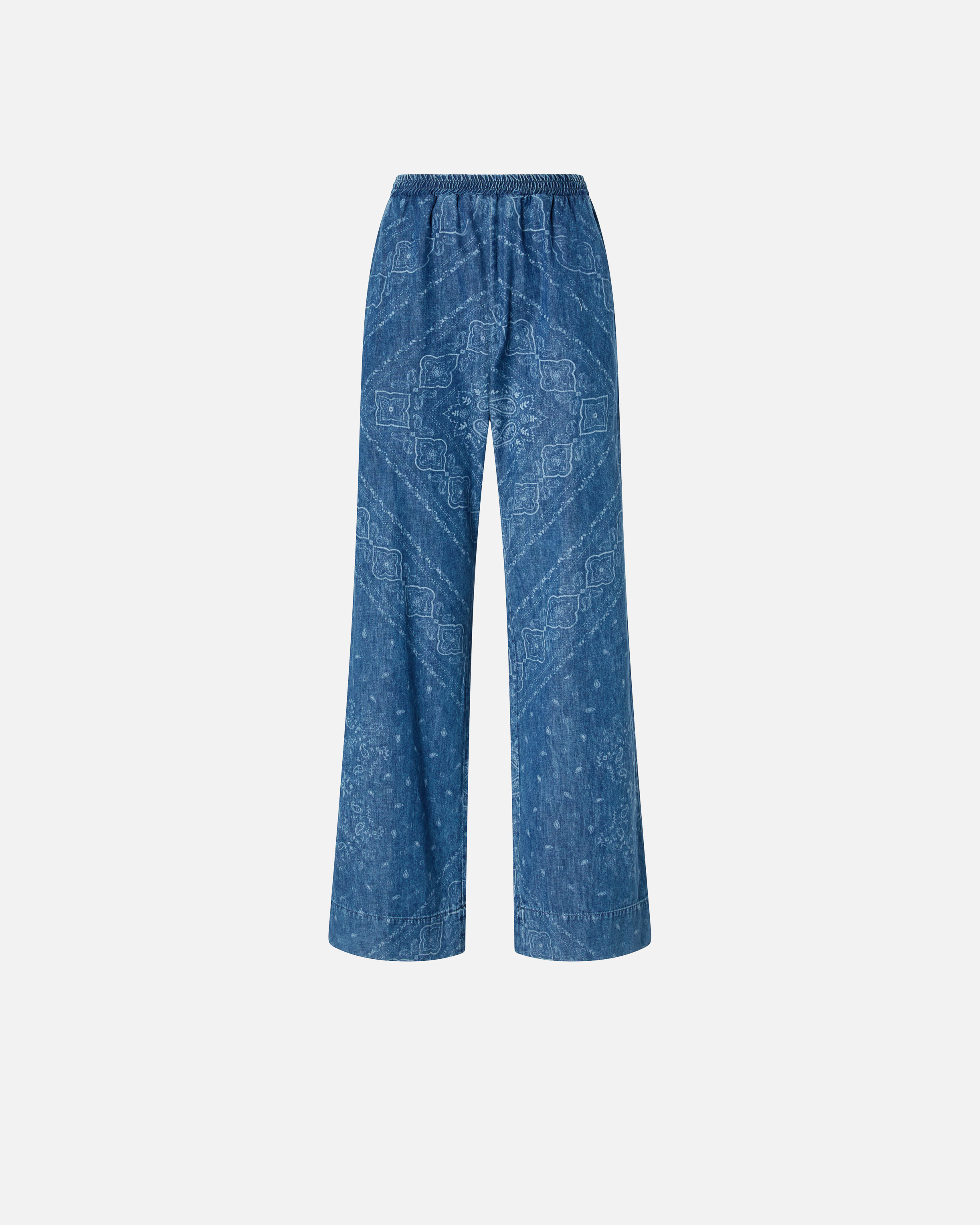 Pinko Loose Trousers In Light Denim Bandana Print In Lavaggio Chiaro