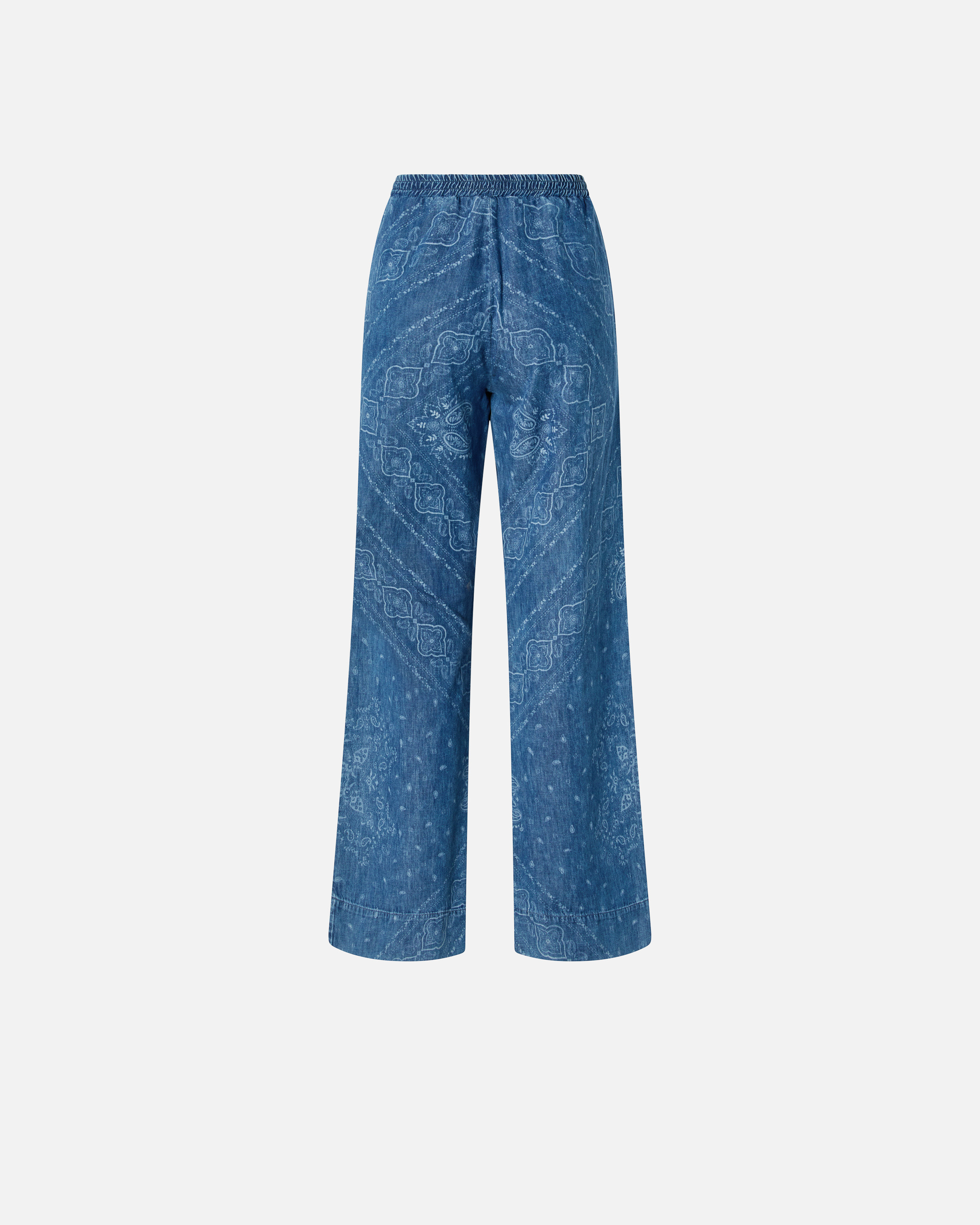 Pinko Loose Trousers In Light Denim Bandana Print In Lavaggio Chiaro