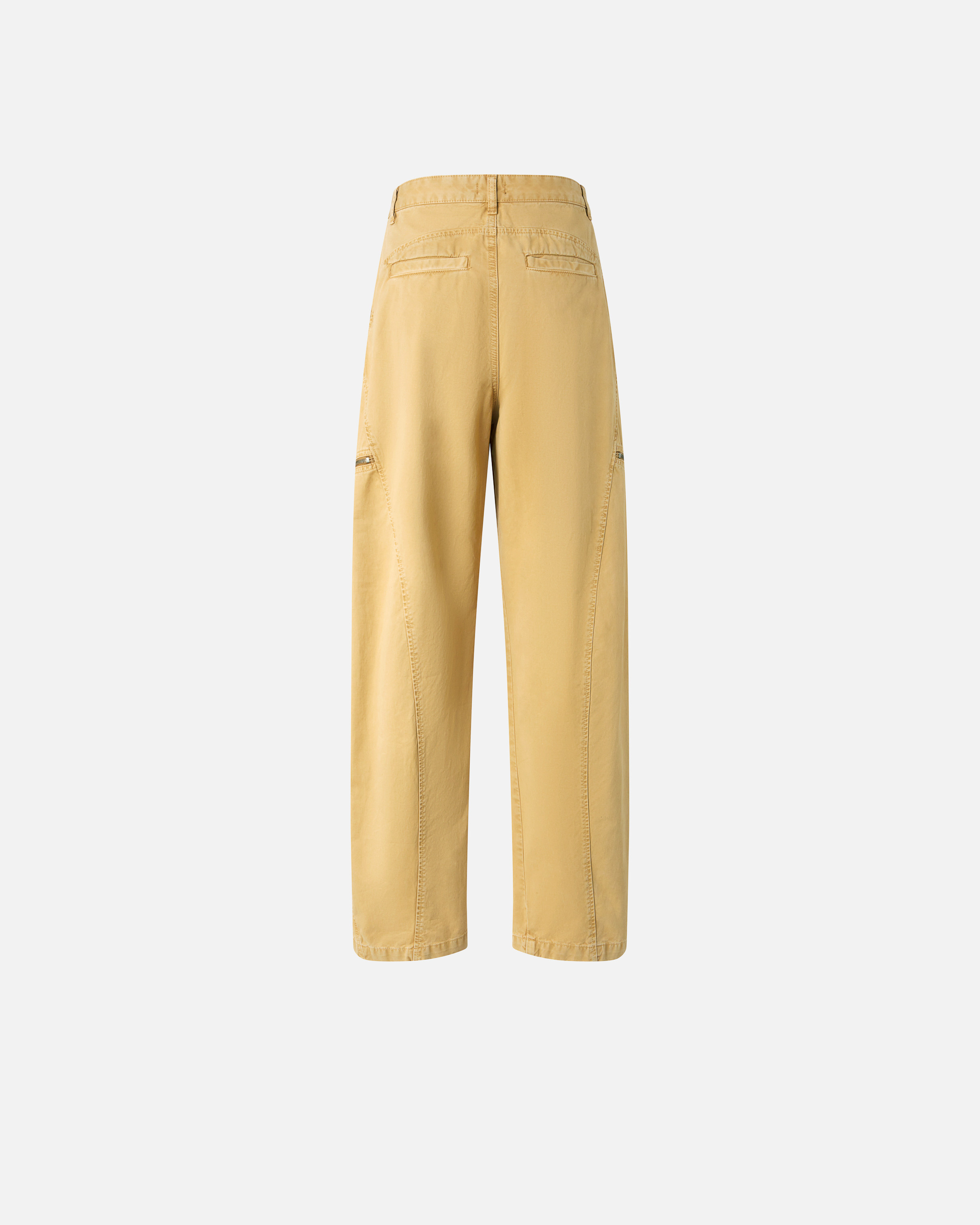 Pinko Wide Cotton Trousers With Zip In Giallo Antilope
