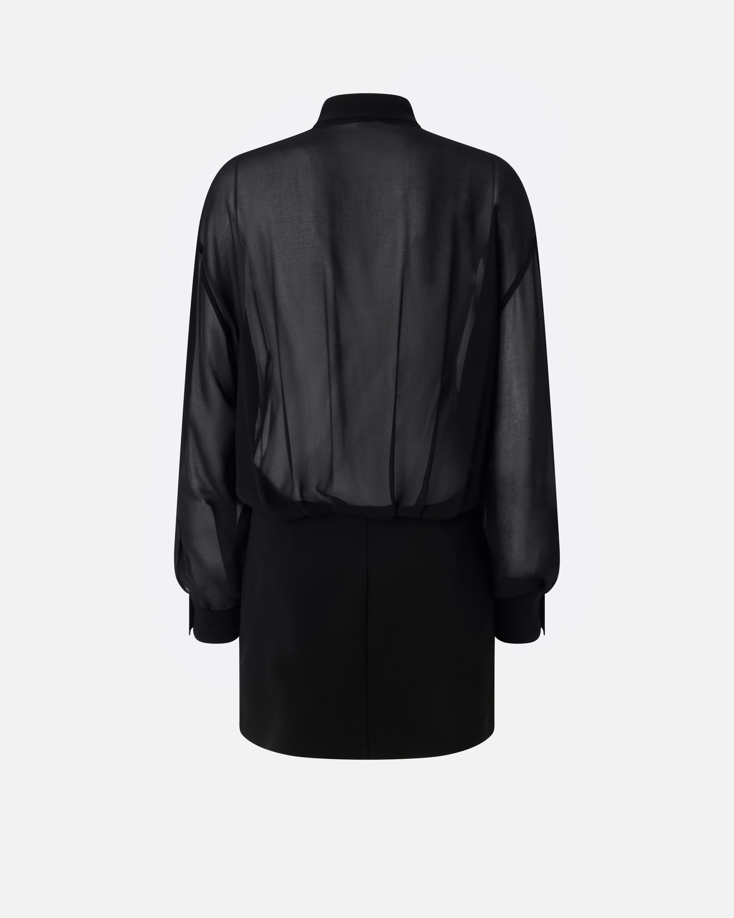 Pinko Mini-robe Chemise En Dentelle Transparente In Limo Black