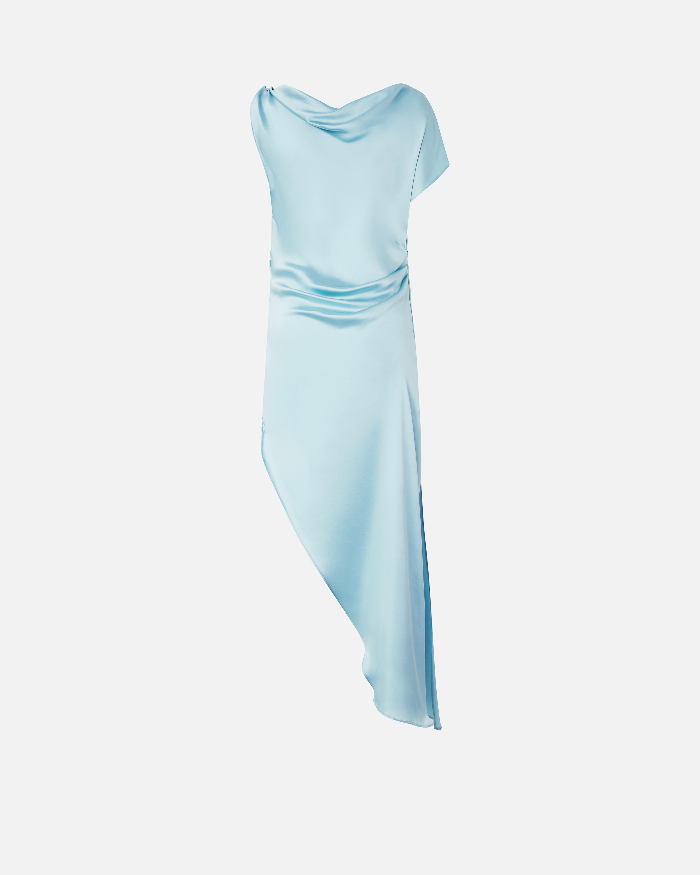 Pinko Asymmetric Special-occasion Midi Dress In Satin In Bleu Cristal