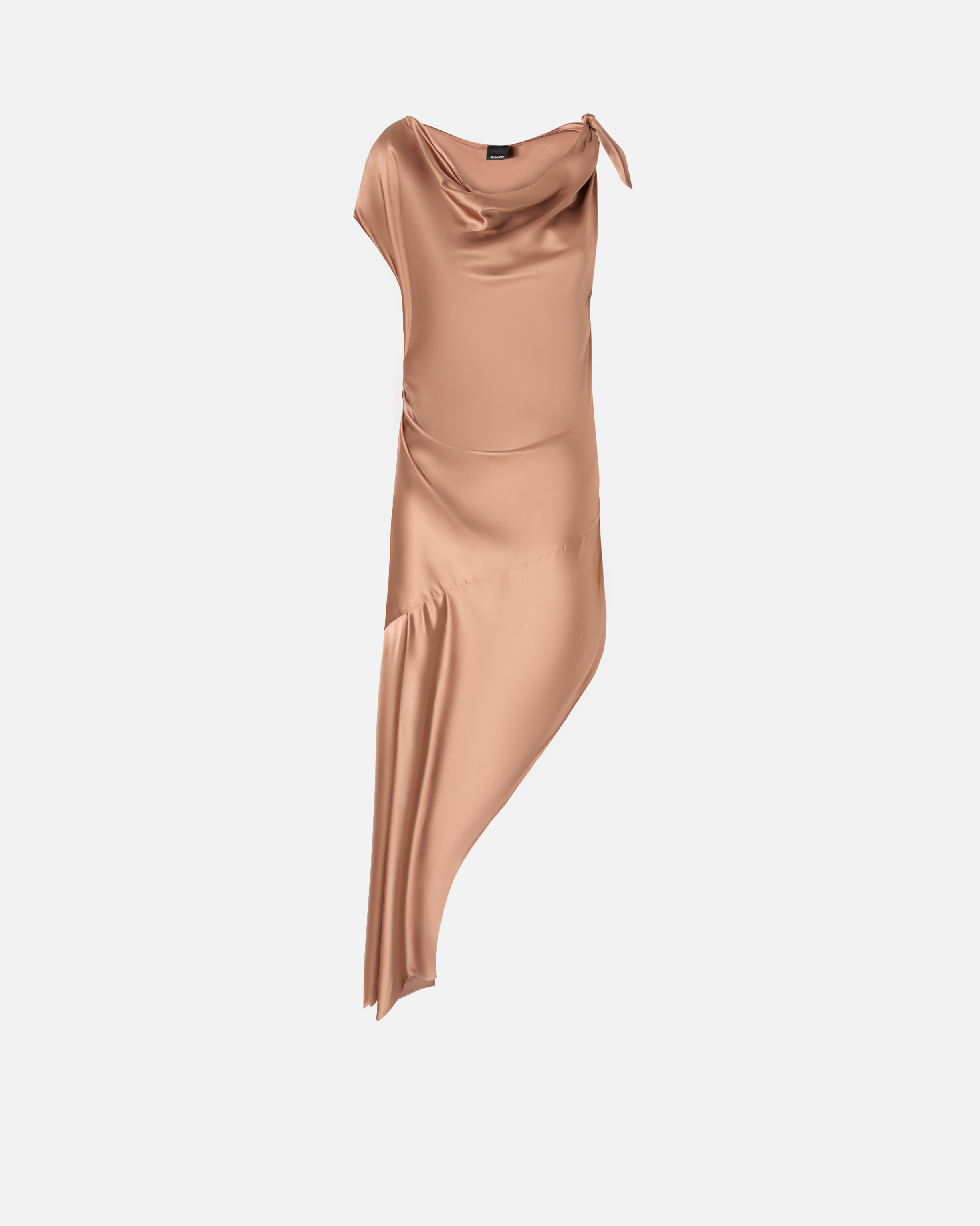 Pinko Asymmetric Draped Dress In Marrone - Tordo