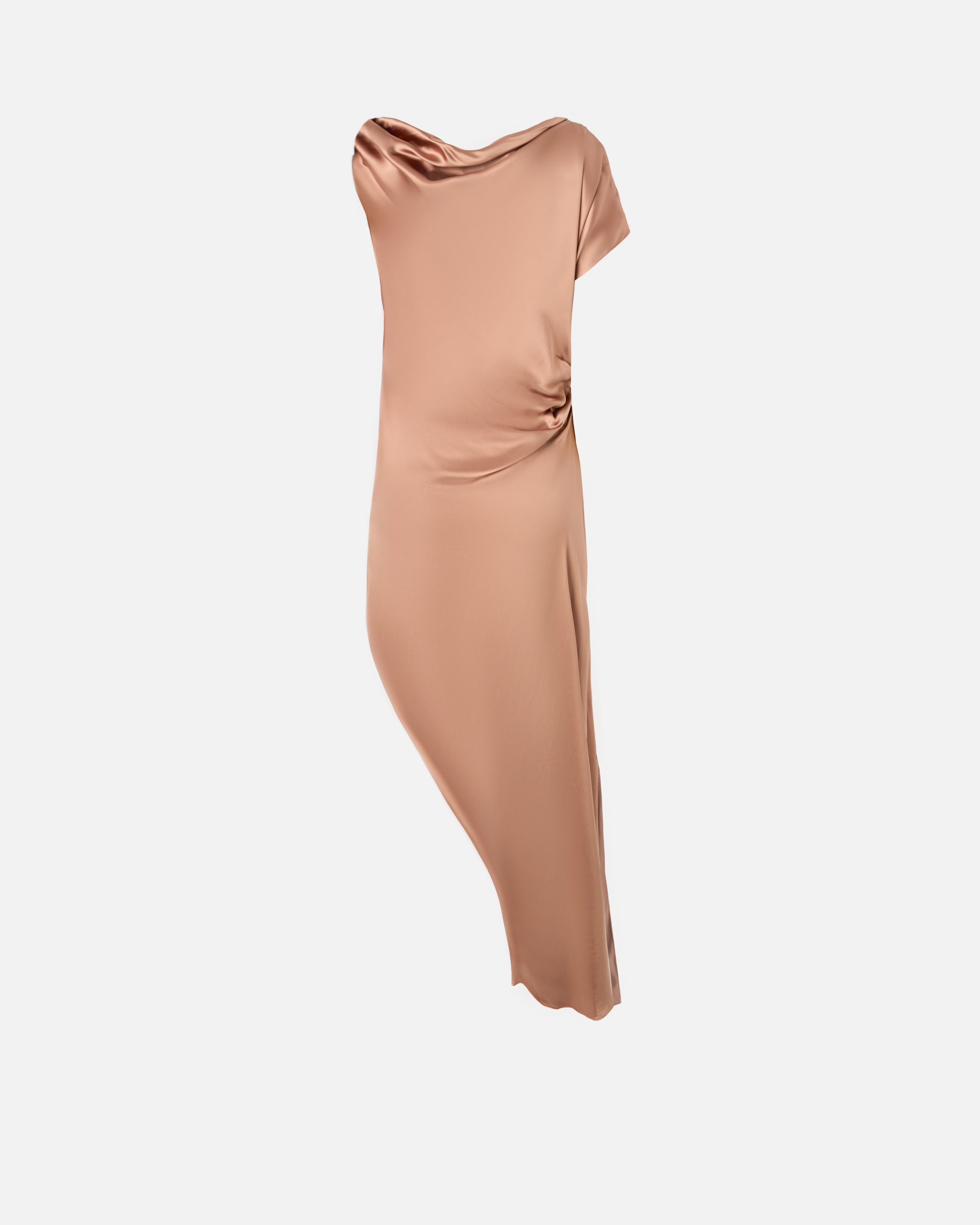 Pinko Asymmetric Draped Dress In Marrone - Tordo