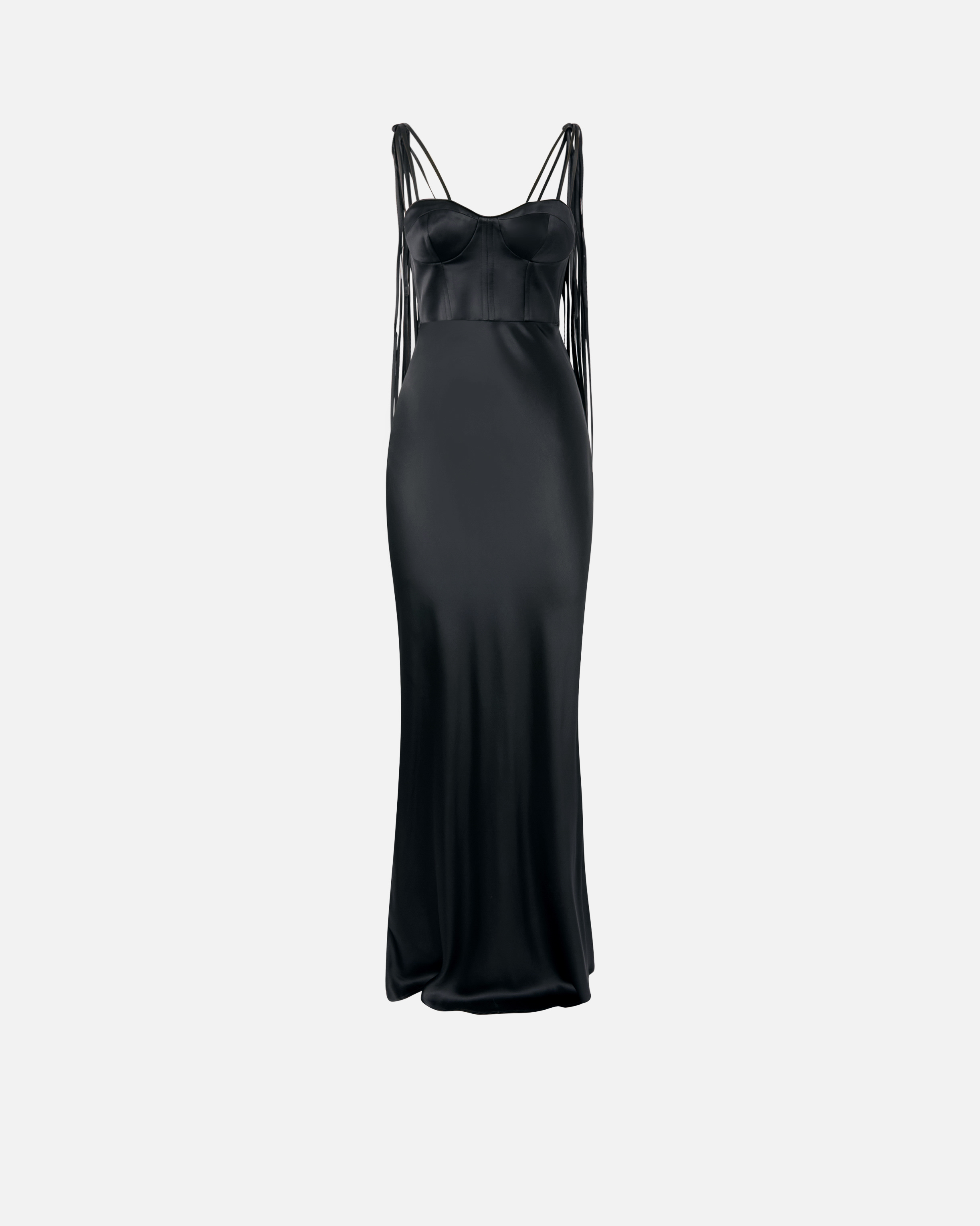 Pinko Satin Slip Dress In Nero Limousine