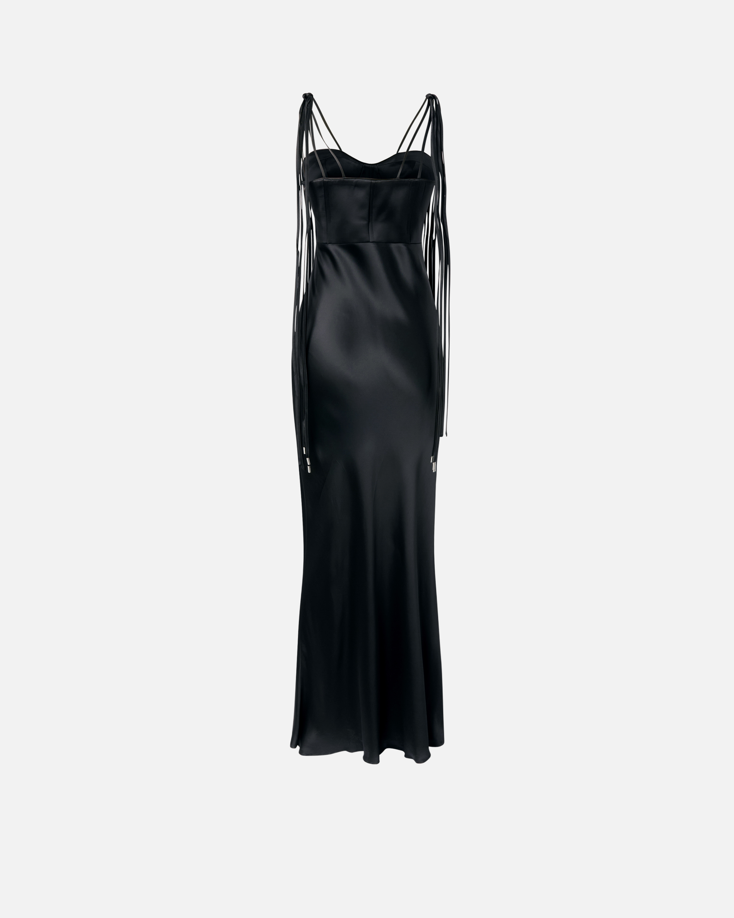 Pinko Satin Slip Dress In Nero Limousine
