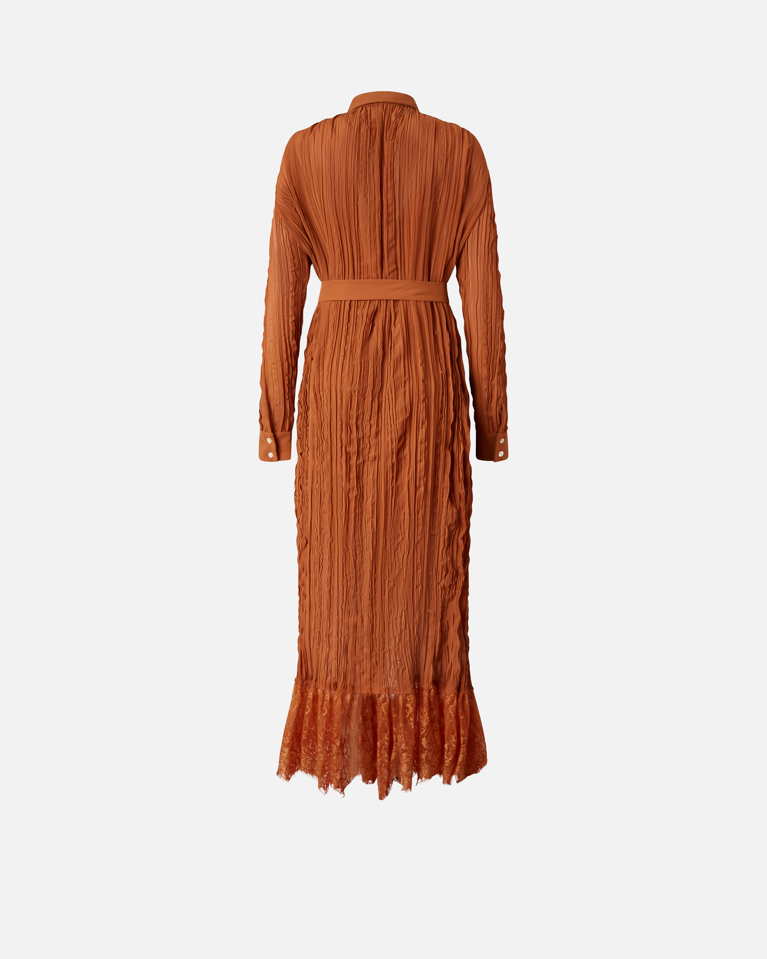 Pinko Long Shirt Dress With Lace Detailing In Tan Brown