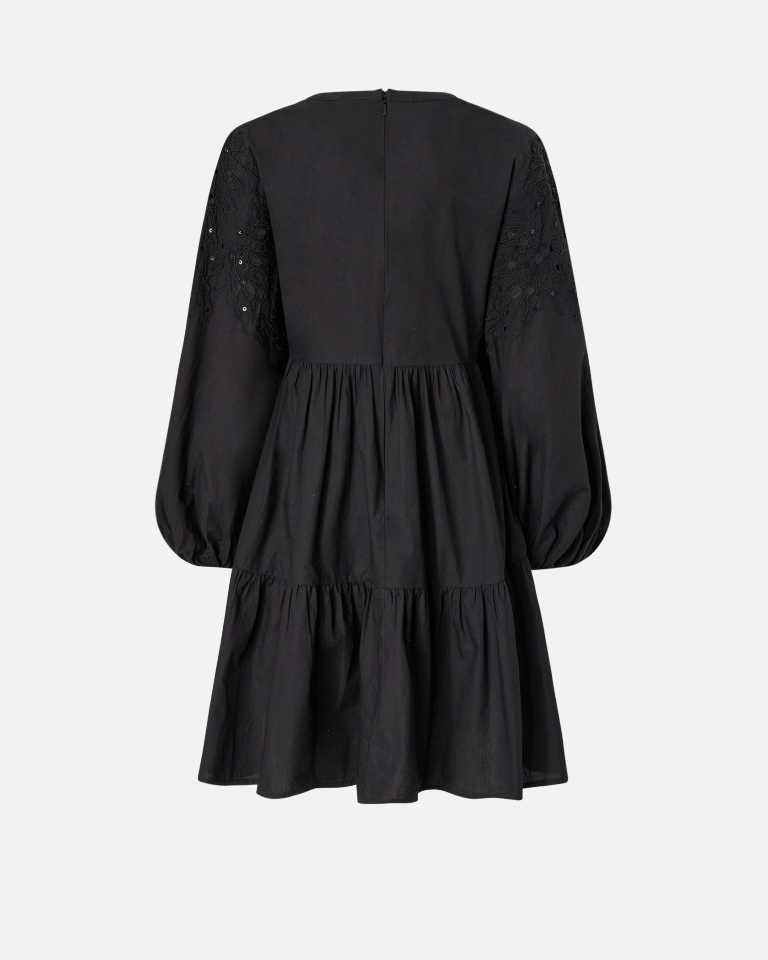 Pinko Mini Dress With Openwork Design And Crystals In Limo Black