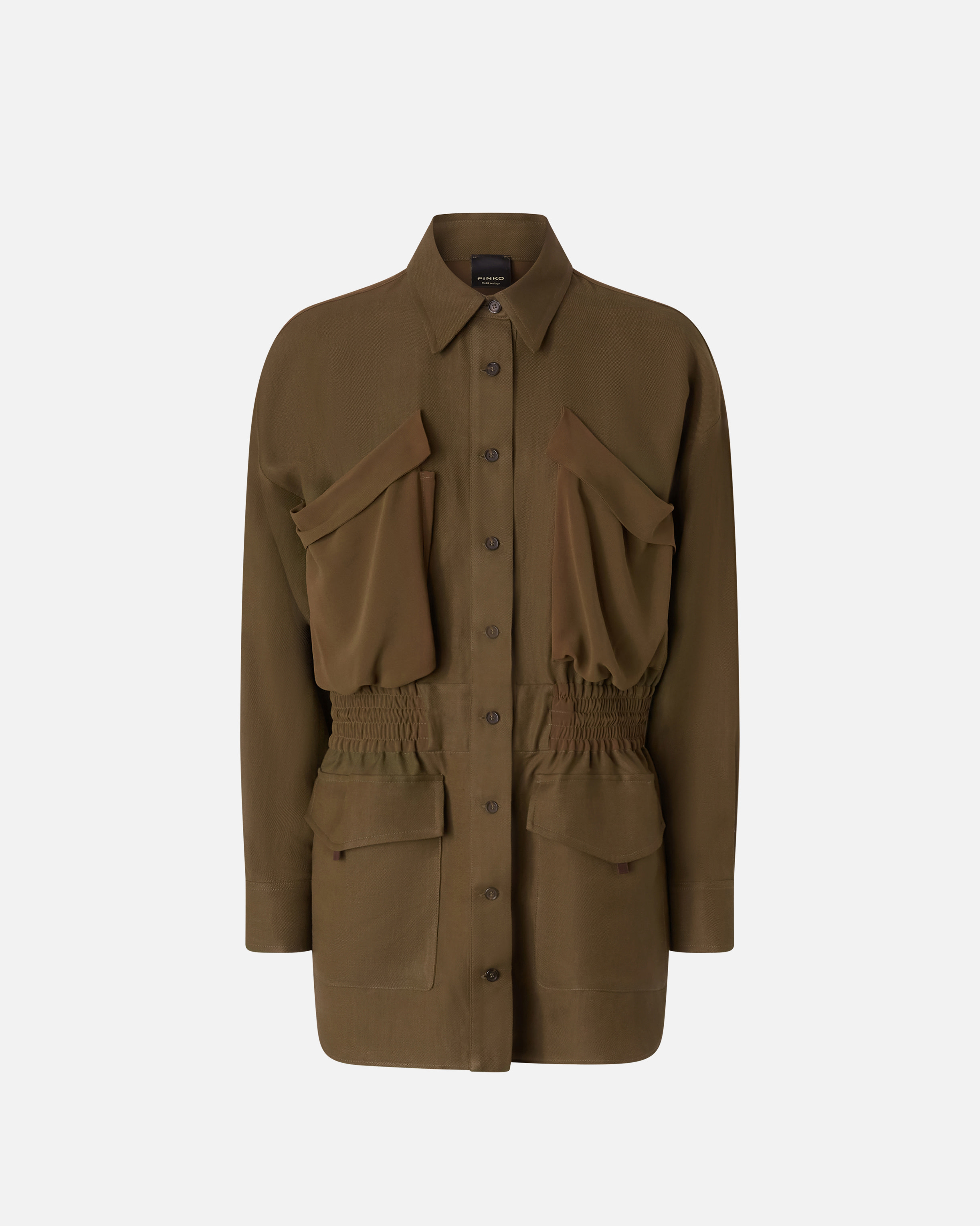 Pinko Lightweight Shacket With Pockets In Green Old England