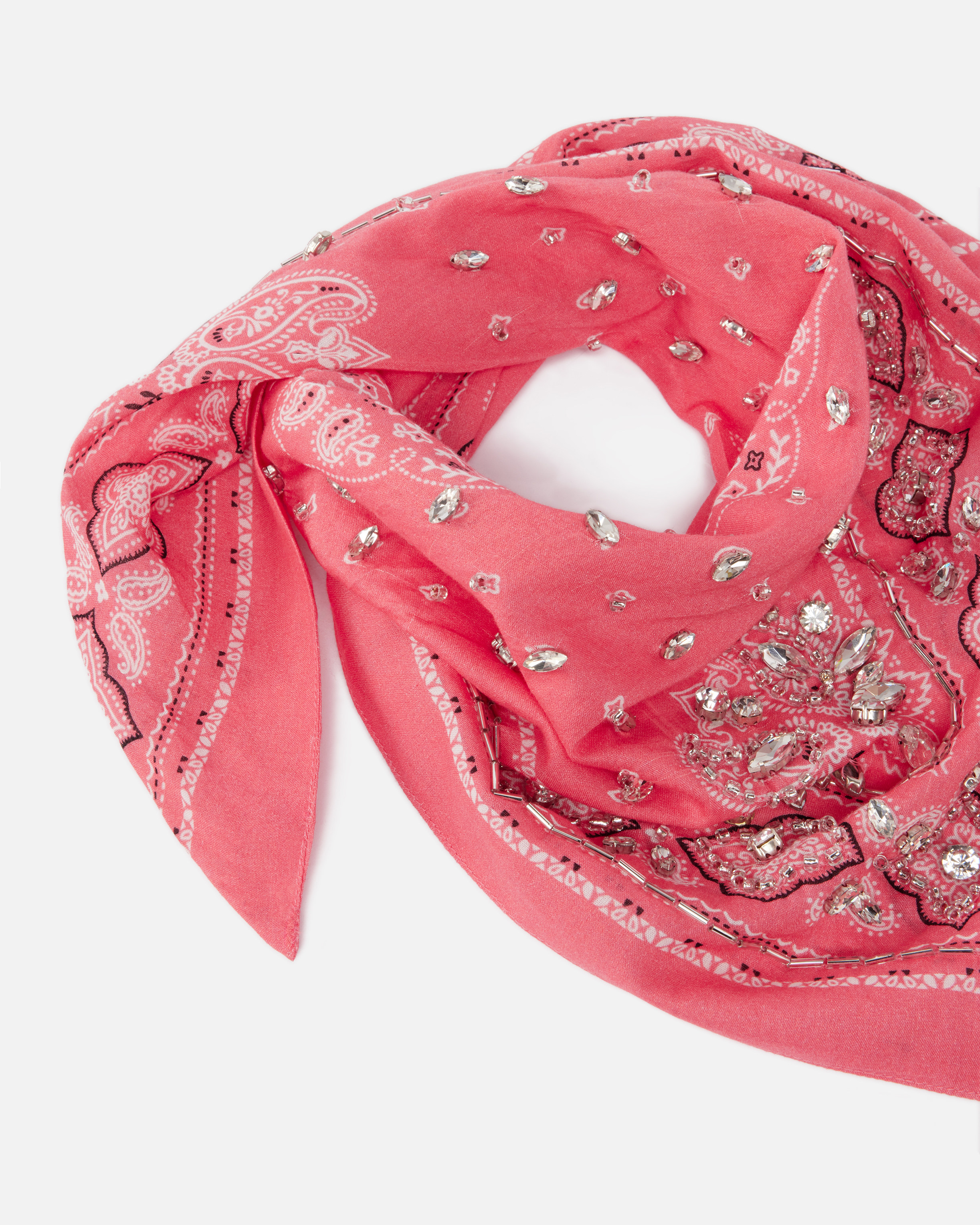 Pinko Cotton Bandana With Crystal Embroidery