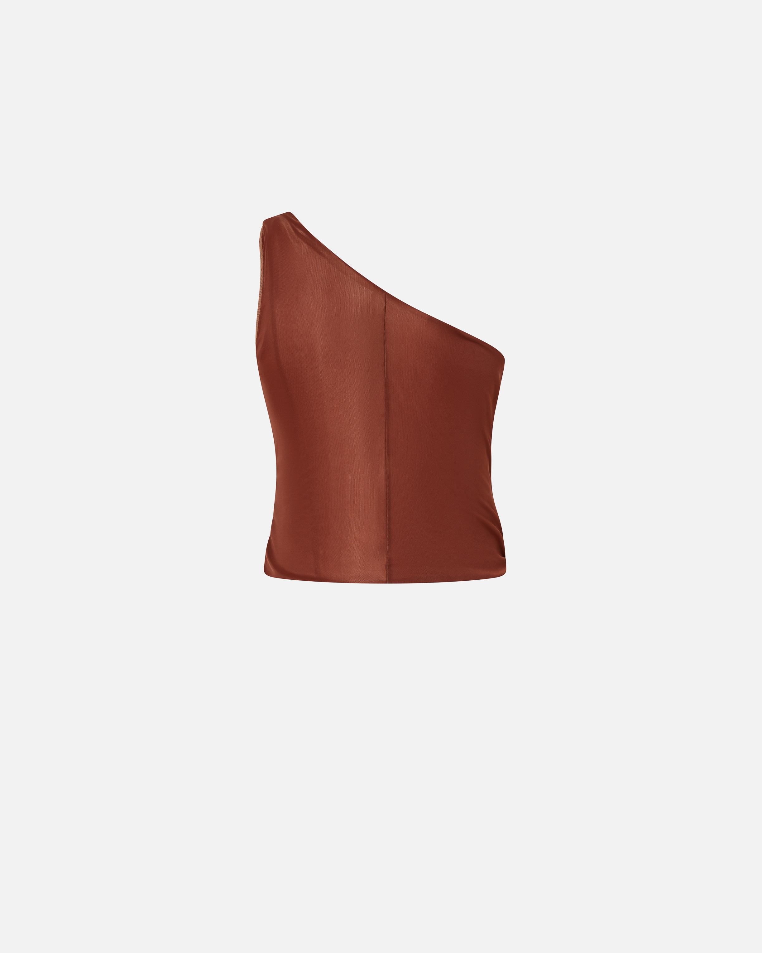 Pinko Draped One-shoulder Brown Top With Finish In Cinnamon