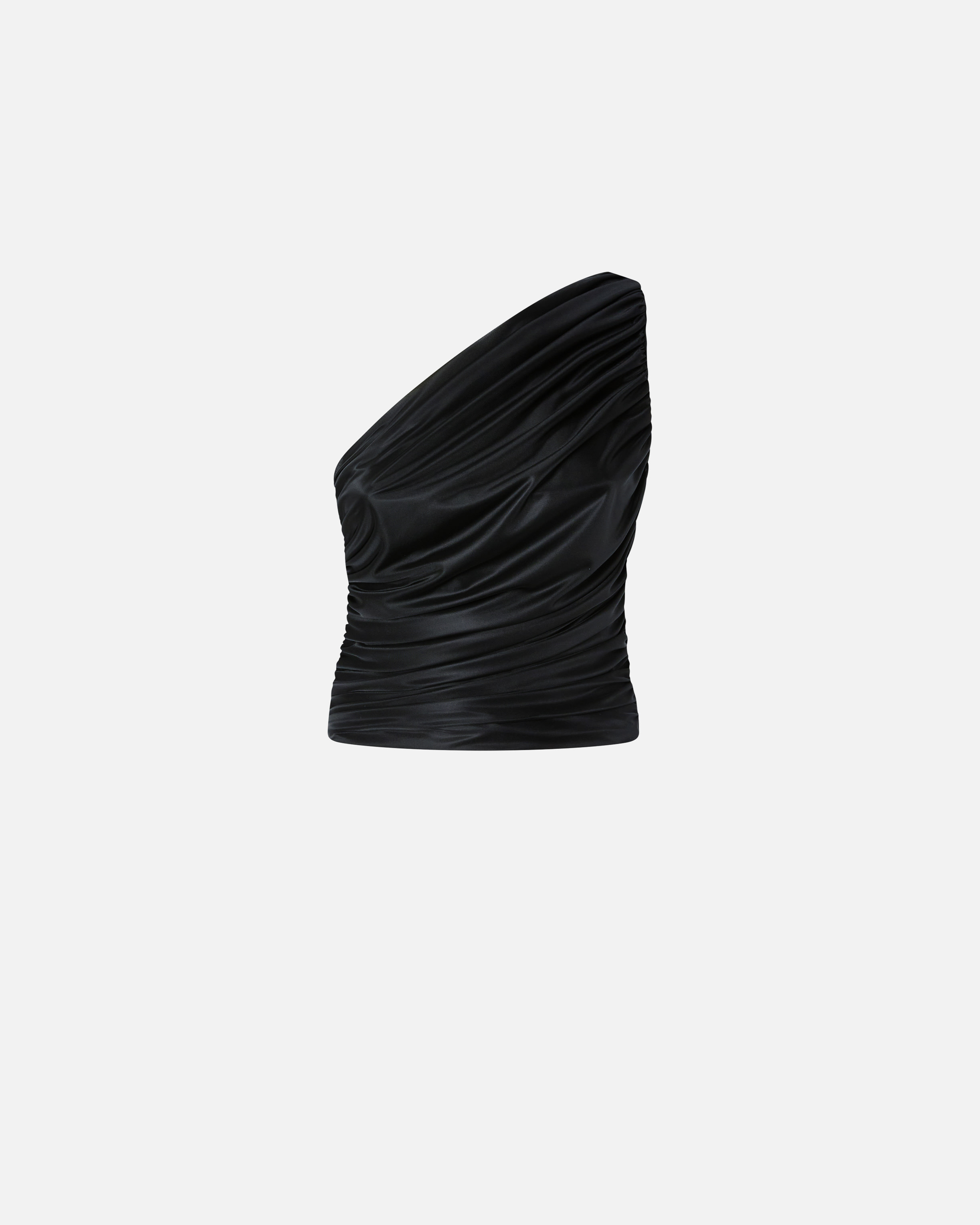 Pinko One-shoulder Draped Top With Ruched Detailing In Limo Black