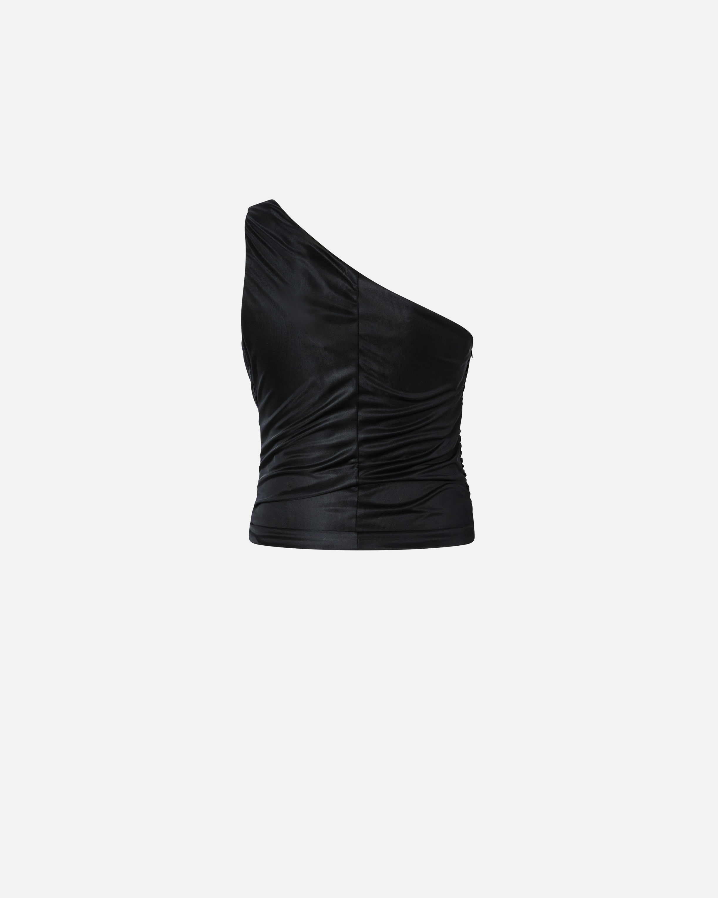 Pinko One-shoulder Draped Top With Ruched Detailing In Limo Black