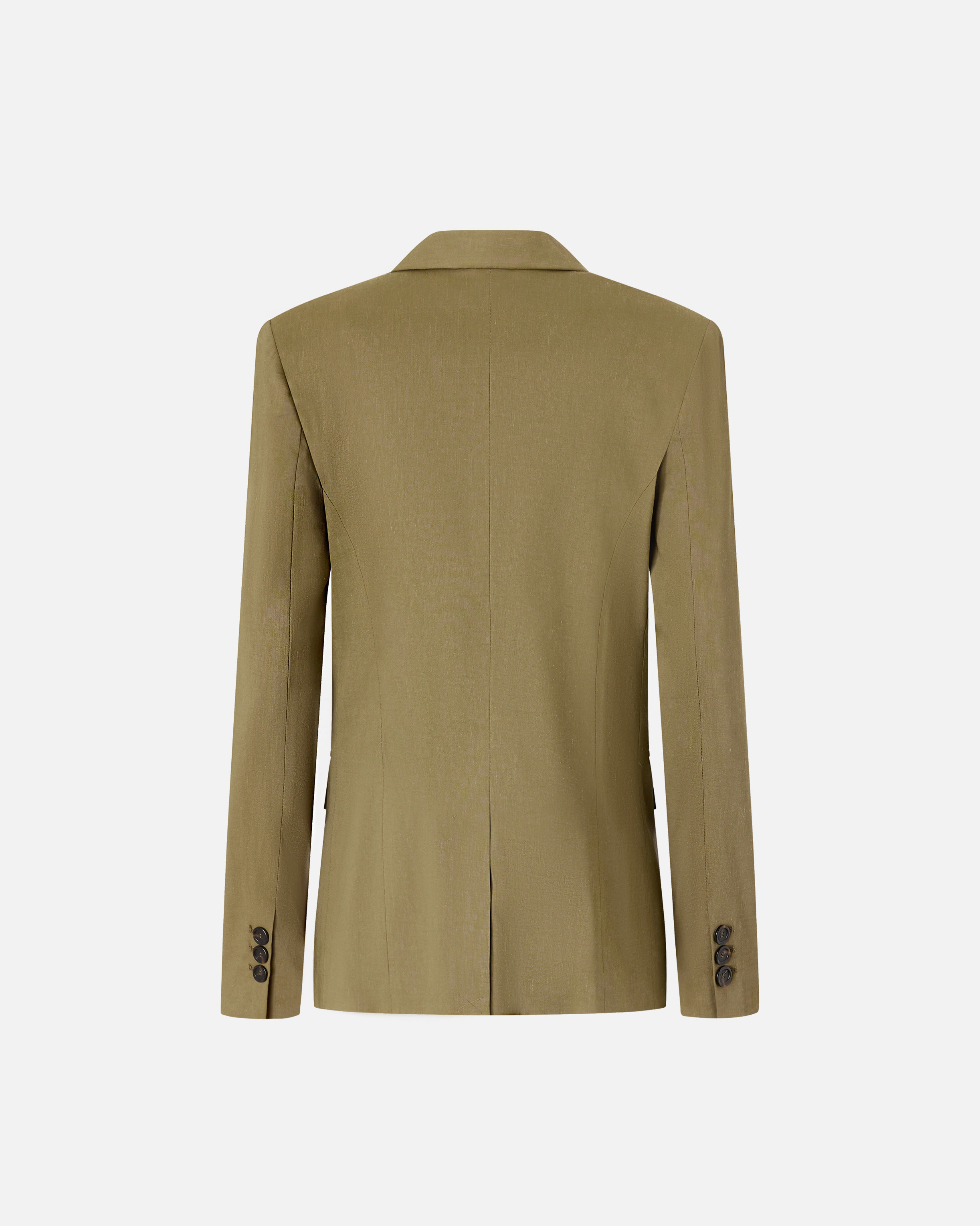 Pinko Tailored Green Linen-viscose Blazer With Notched Lapels In Military Olive Green