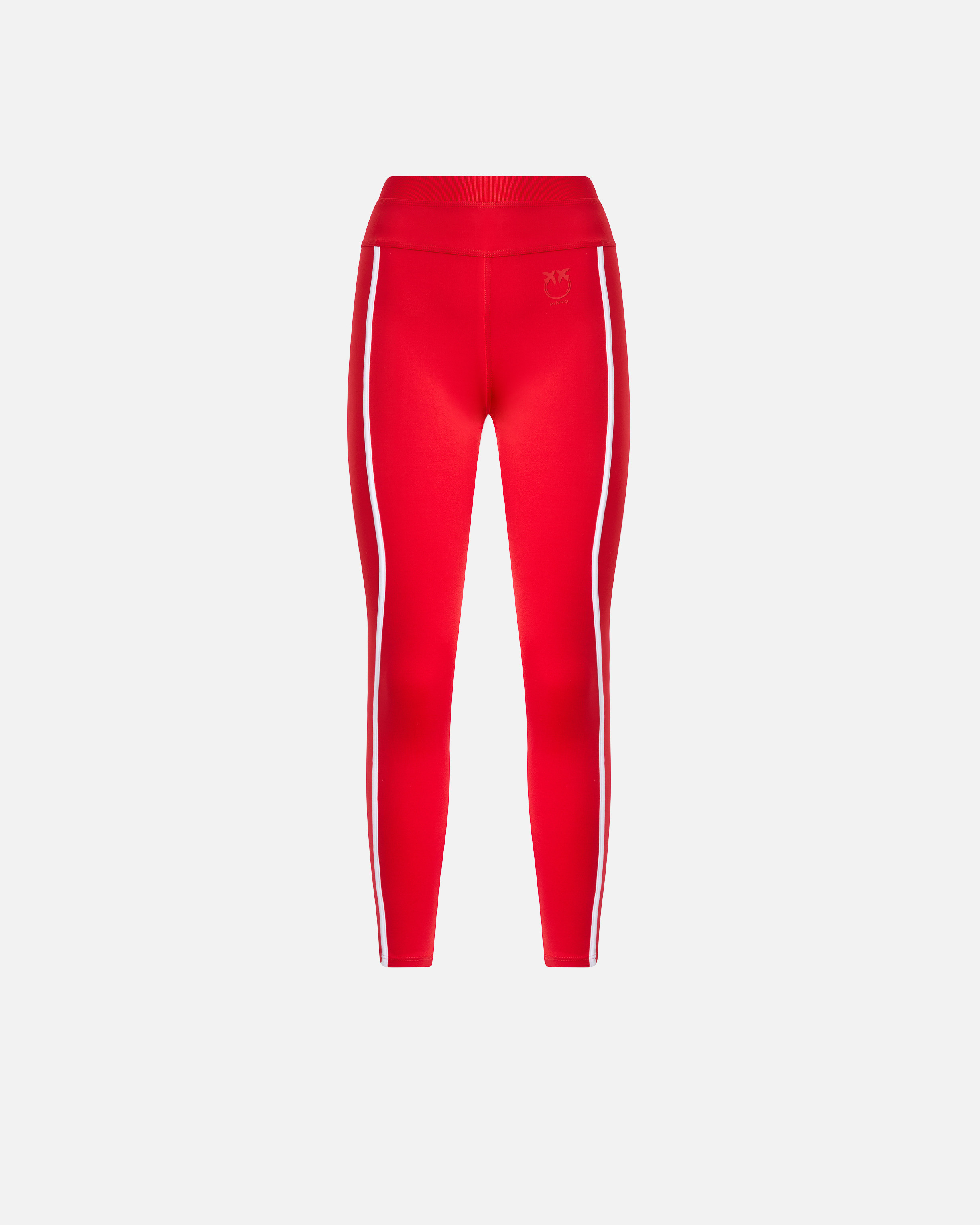Pinko Side-stripe Leggings In Rosso/bianco