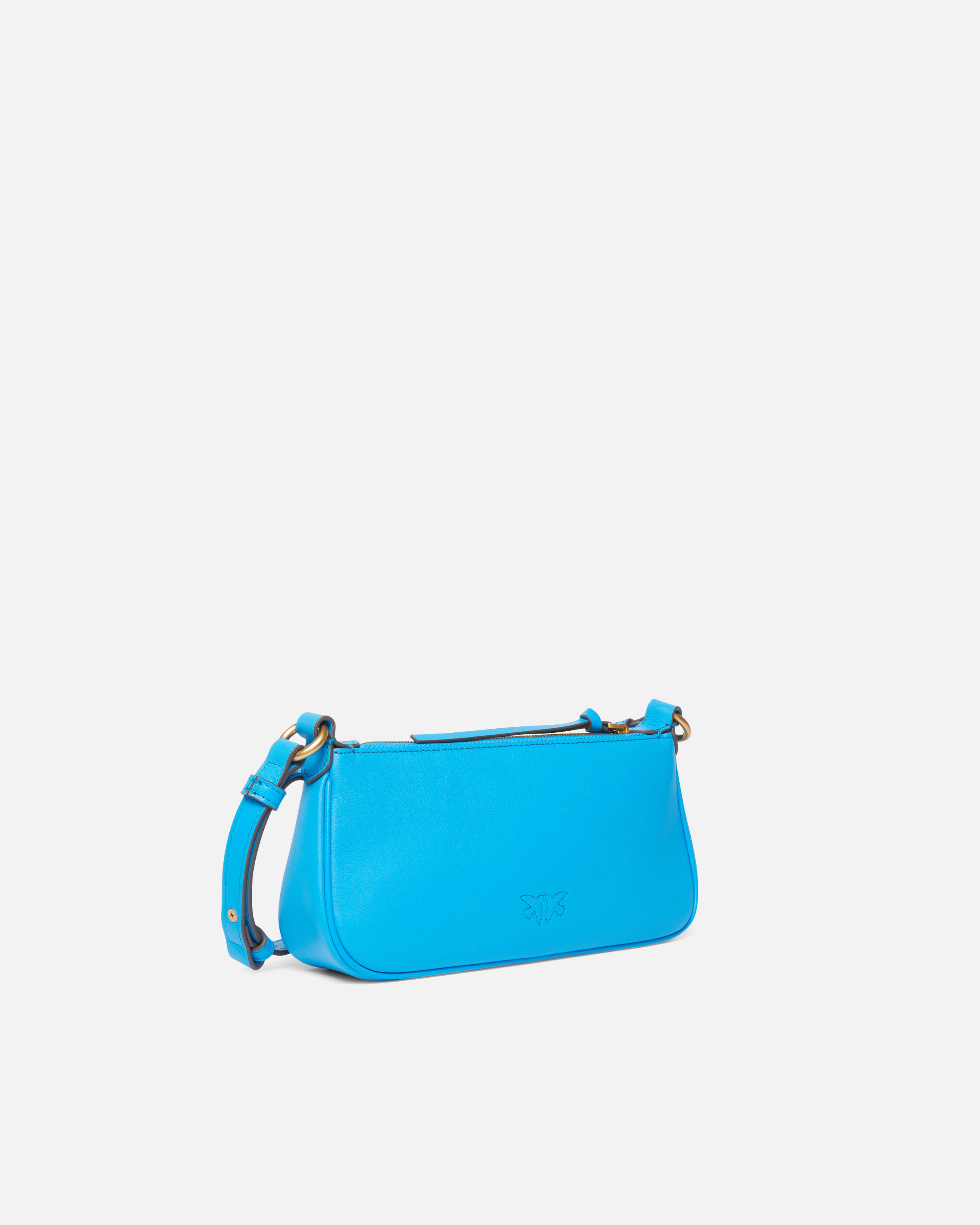 Pinko Mini Half Moon Baguette Leather Crossbody Bag In Blue